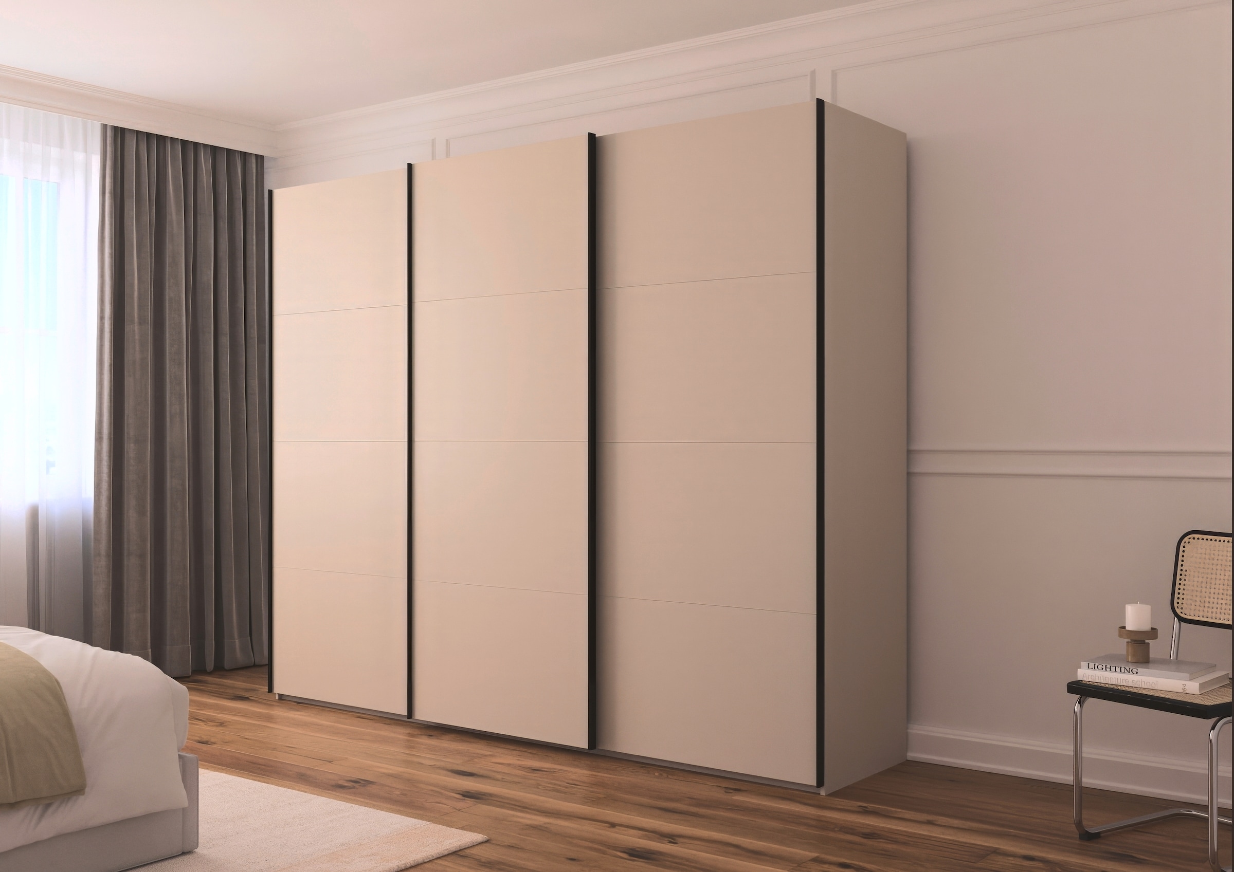 rauch Schwebetürenschrank »Kleiderschrank Schrank Garderobe Schlafzimmerschrank SCALE-FYRA«, edle viergeteilte Türen viele Farben und Griff-Farben MADE IN GERMANY