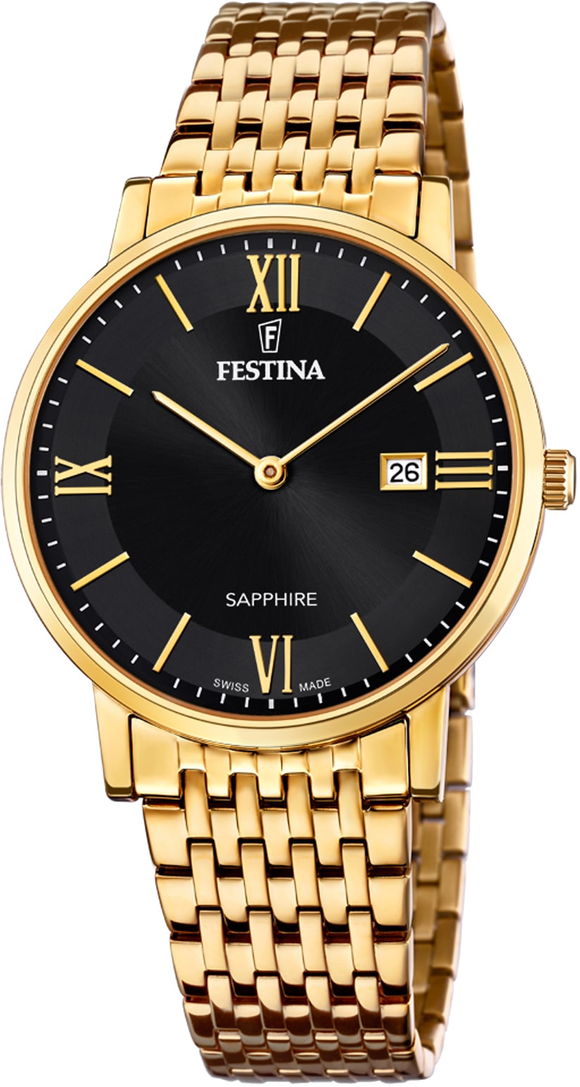 Festina Quarzuhr »Festina Swiss Made, F20020/3«, Armbanduhr, Herrenuhr, Datum, Saphirglas, Swiss Made