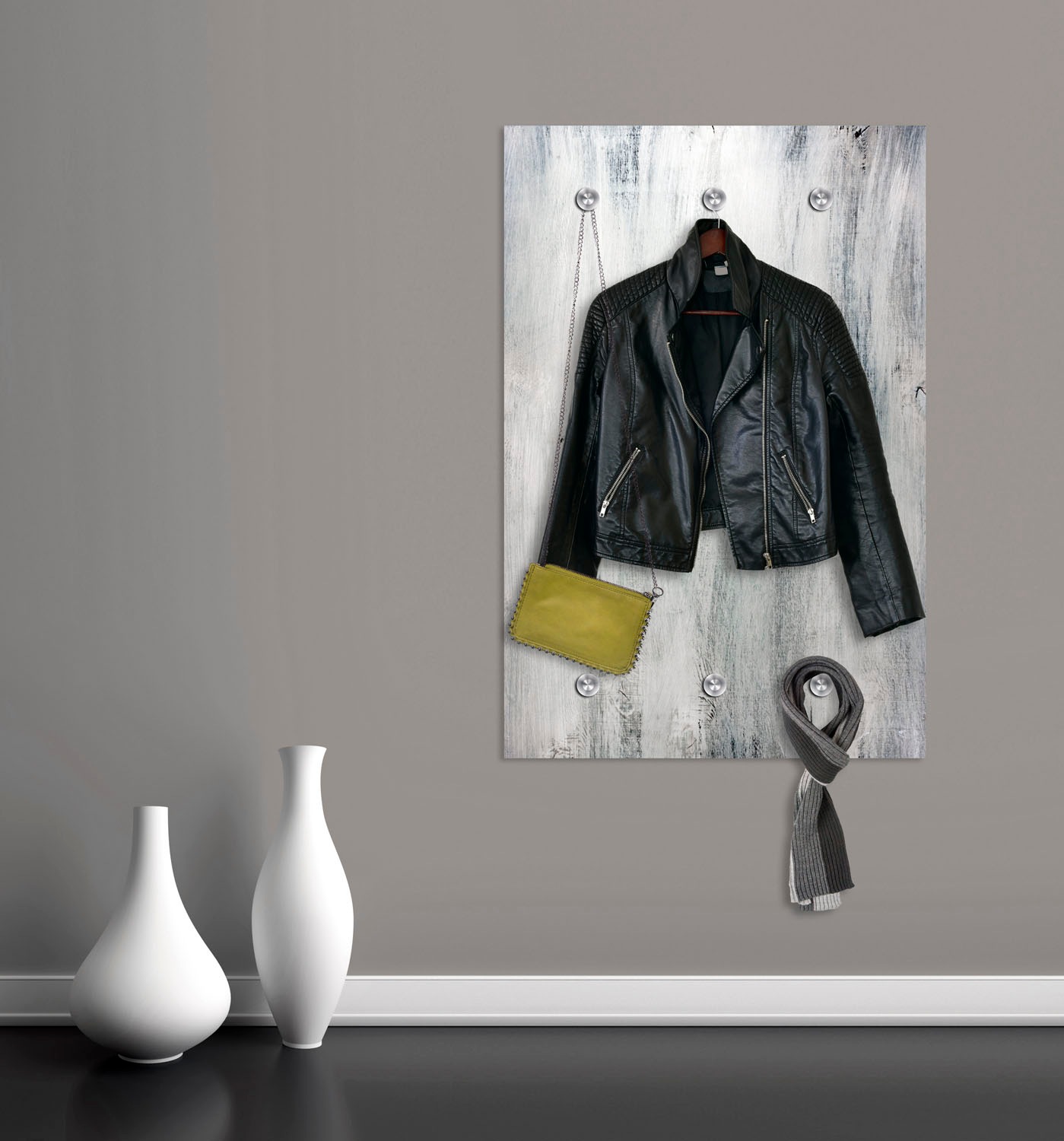 queence Garderobenleiste "Holzoptik" mit 6 Haken, 80 x 120 cm günstig online kaufen