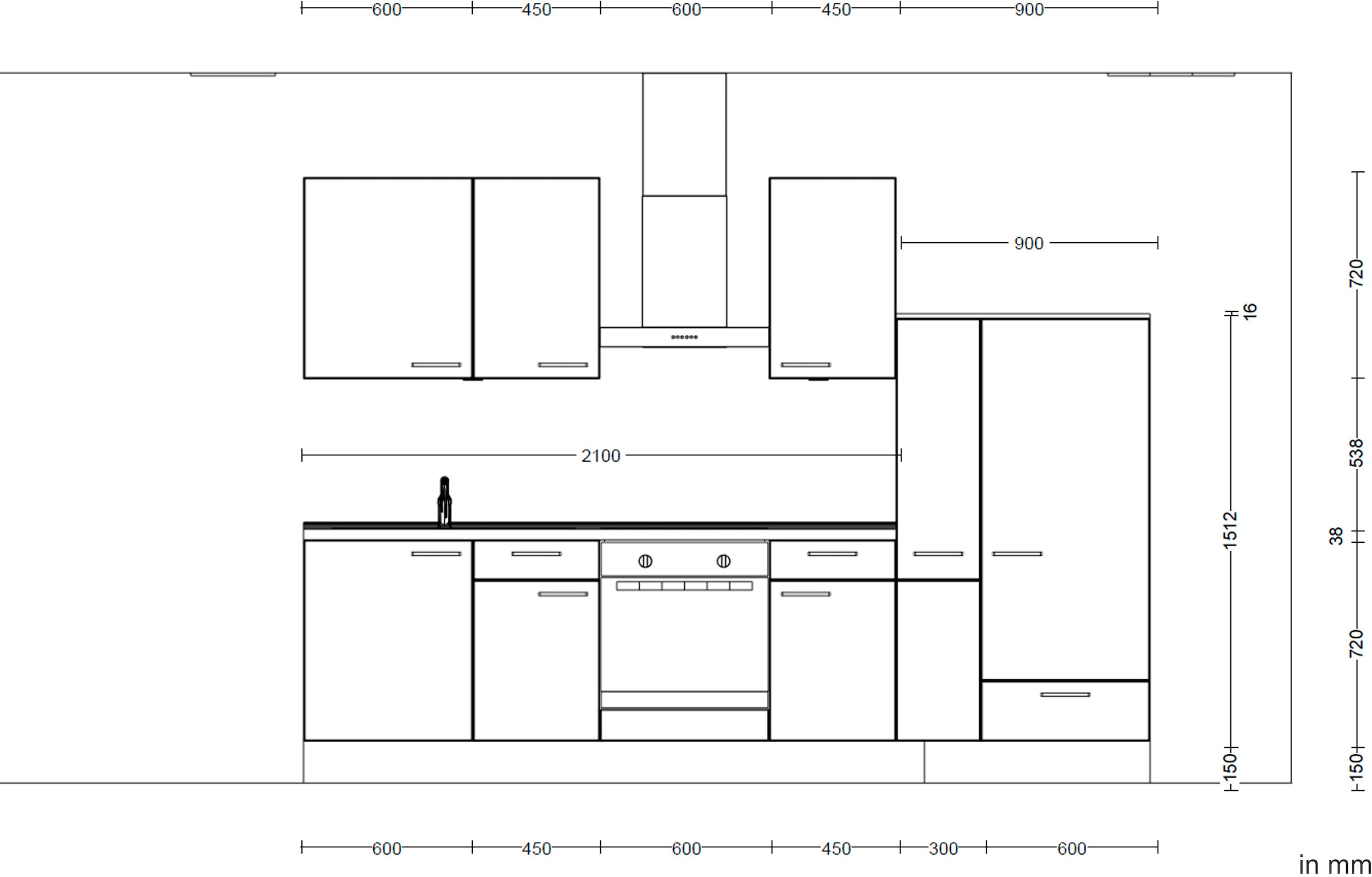 nobilia® Küchenzeile »"Structura basic"«, vormontiert, Ausrichtung wählbar, Breite 300 cm, mit E-Geräten