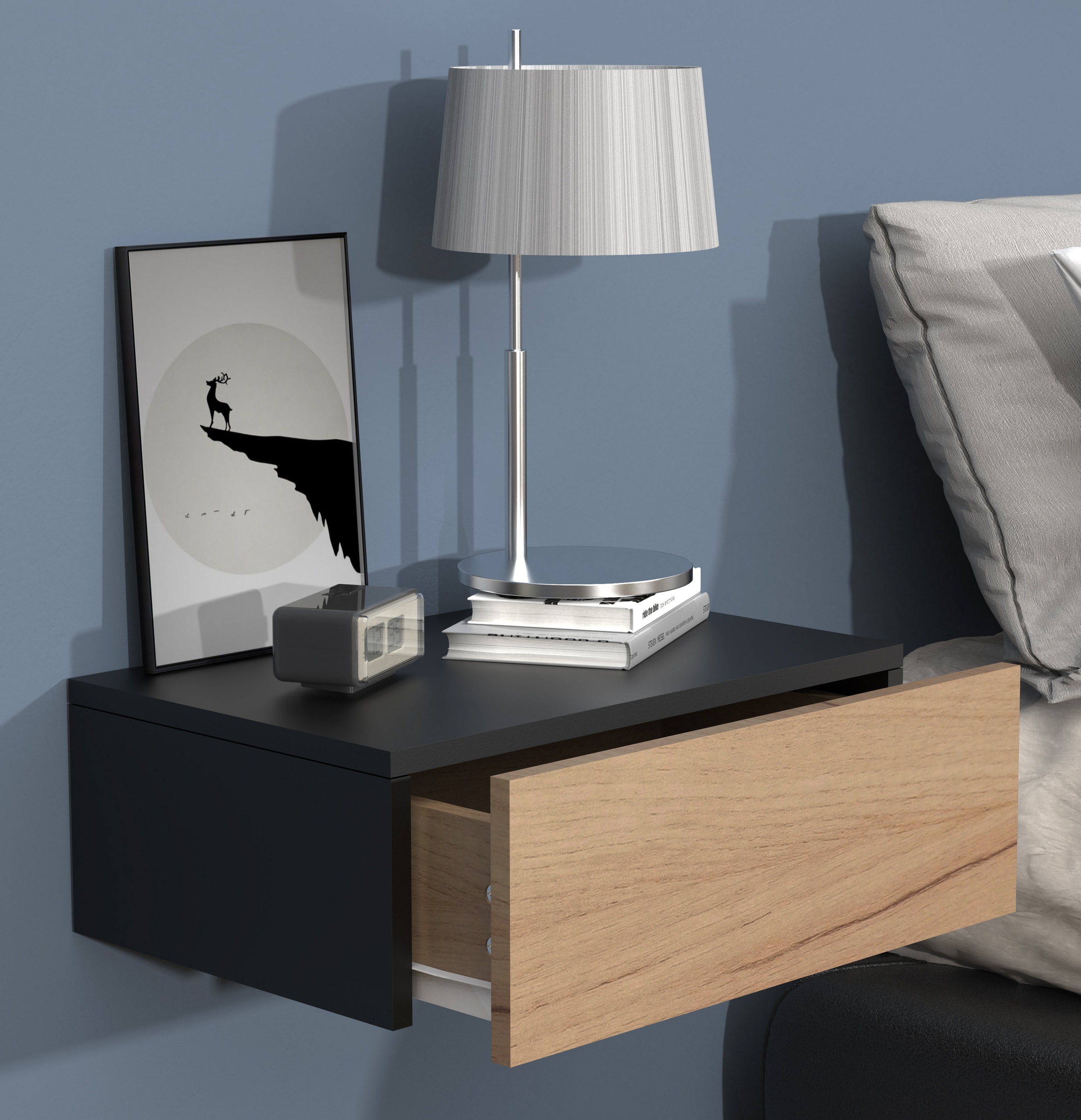 VCM Nachttisch »Holz Wandschublade Wand Hänge Nachttisch Usal M45«