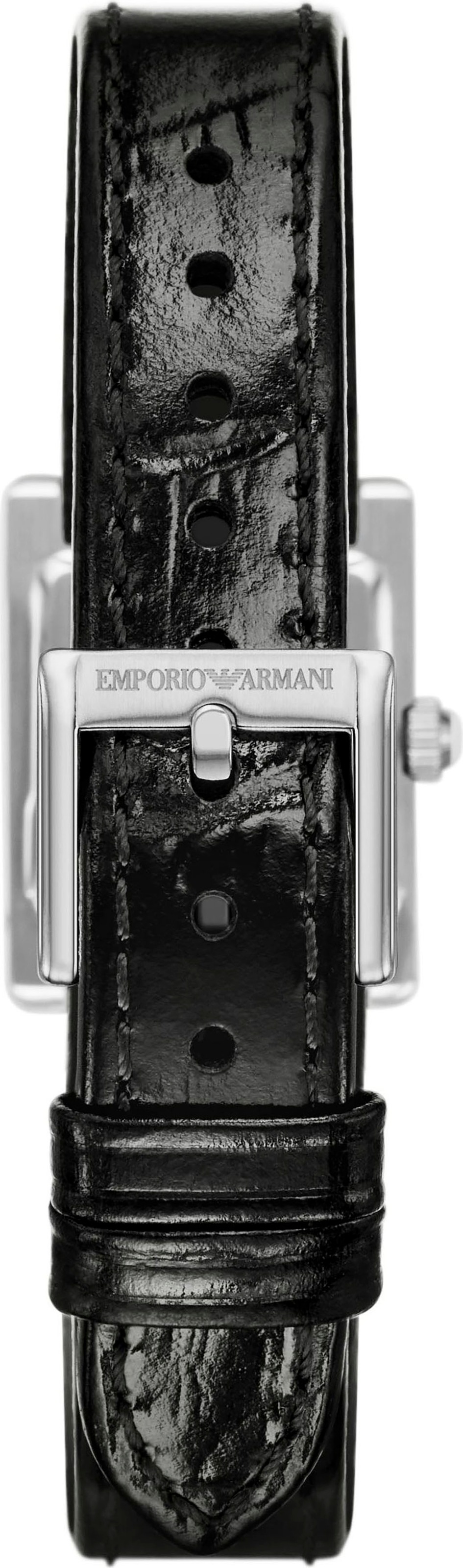 Emporio Armani Quarzuhr, Armbanduhr, Damenuhr, Lederarmband, analog, Glassteine