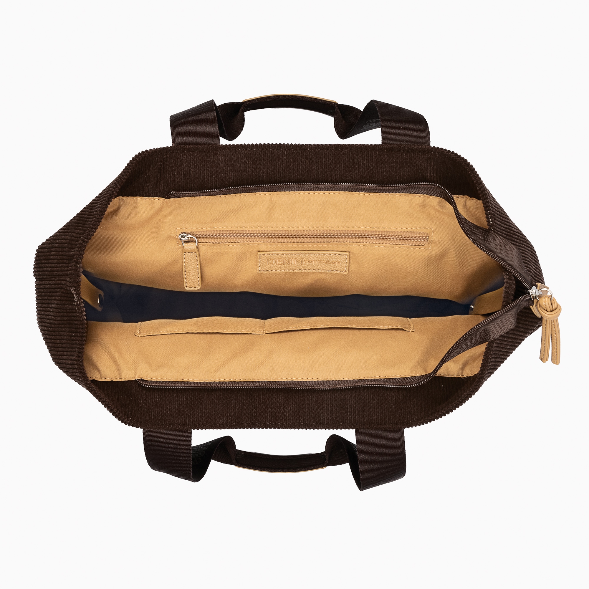 TOM TAILOR Denim Shopper »Cortini« Damen Tasche, Coffee-Print, Mini-Bag-Anhänger für trendige Akzente