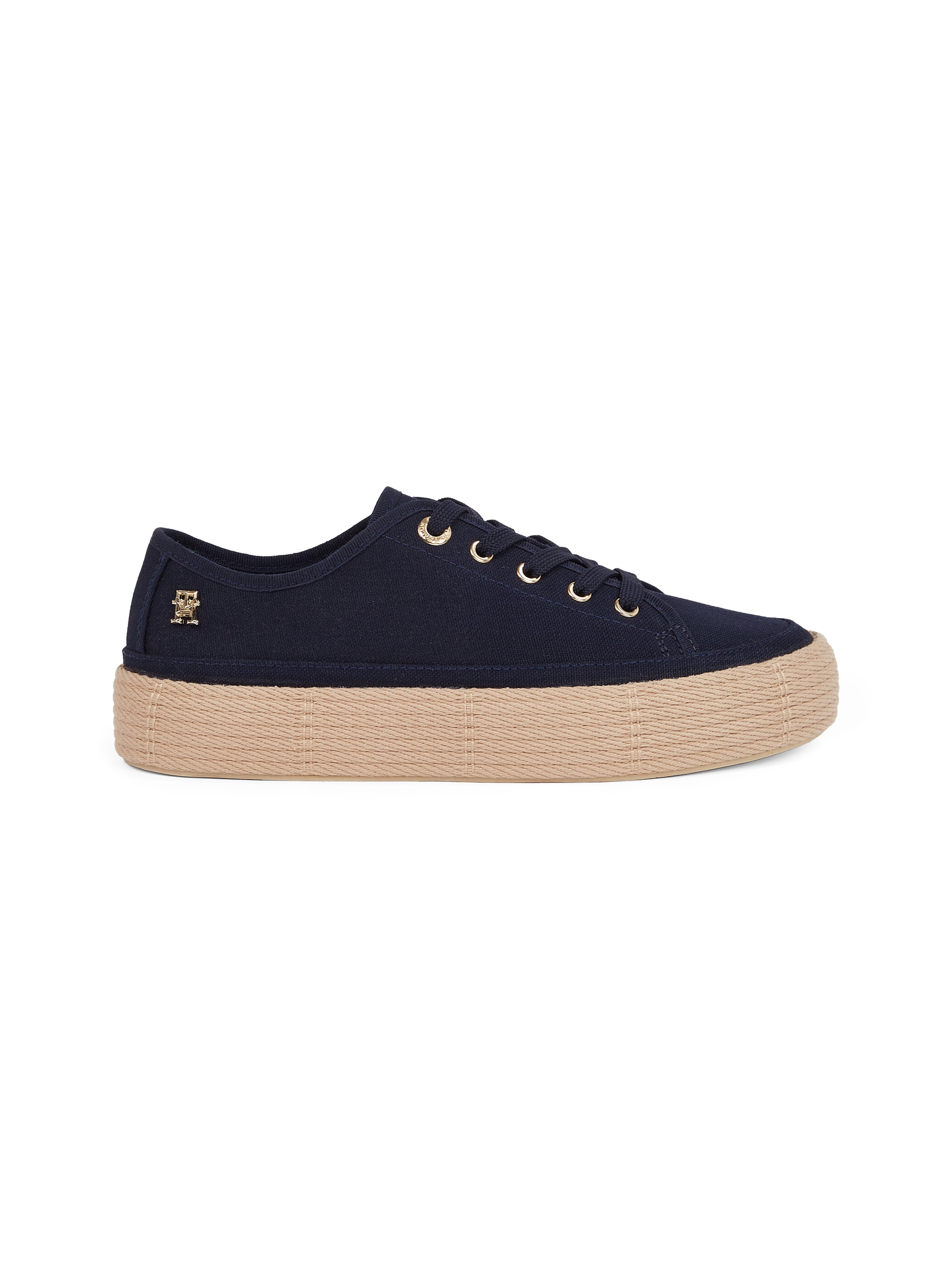 Tommy Hilfiger Plateausneaker »VULC ESPADRILLE SNEAKER«, Freizeitschuh, Halbschuh, Schnürer mit bastbezogenem Plateau
