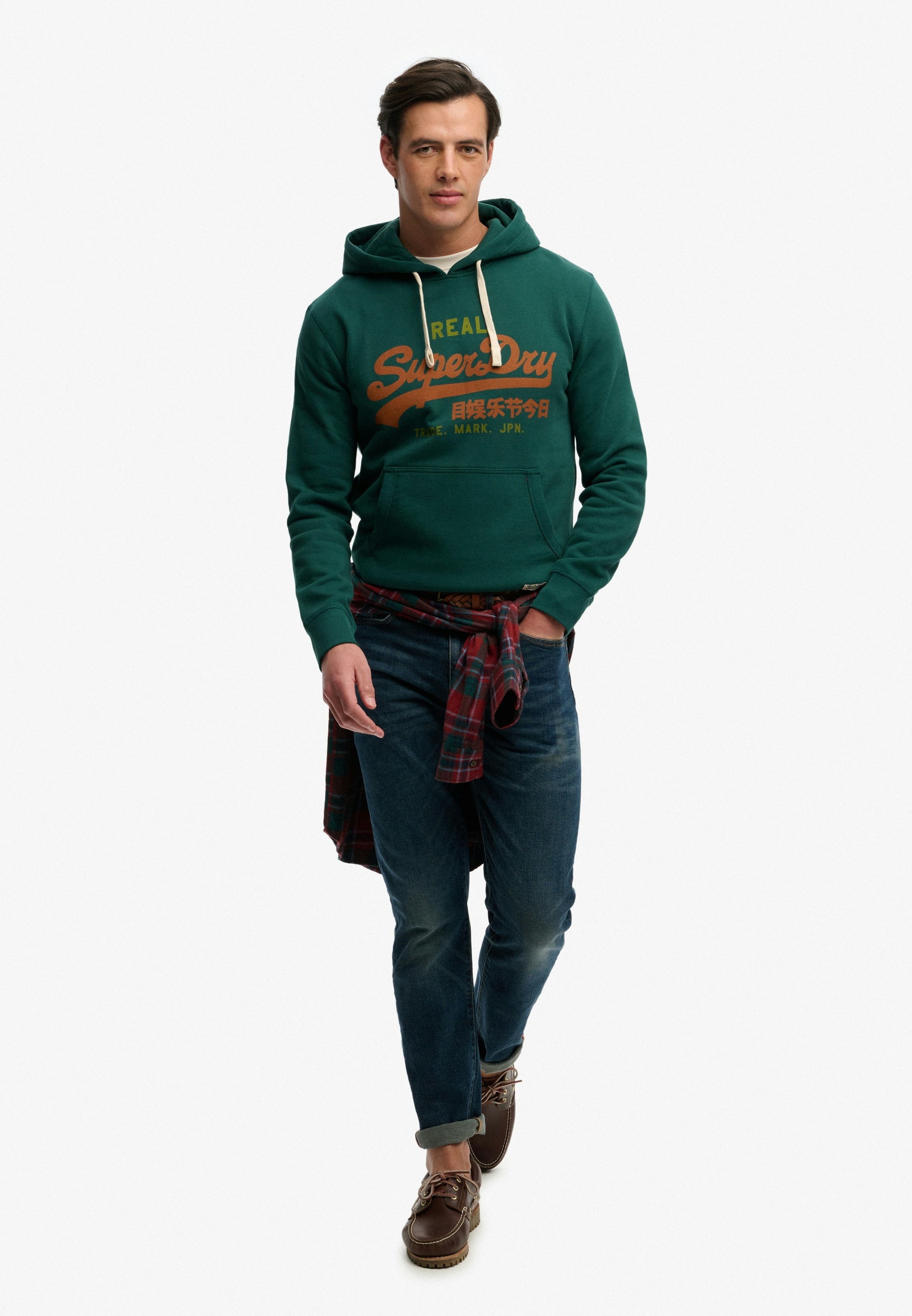 Kapuzensweatshirt SUPERDRY "VL CLASSIC HOOD", Herren, Gr. L, varsity grün, angeraute Sweatware, Obermaterial: 100% Baumwolle, bedruckt, regular fit normal, Rundhals, Rippbündchen, Sweatshirts, mit klassischem Vintage-Logo Print 6