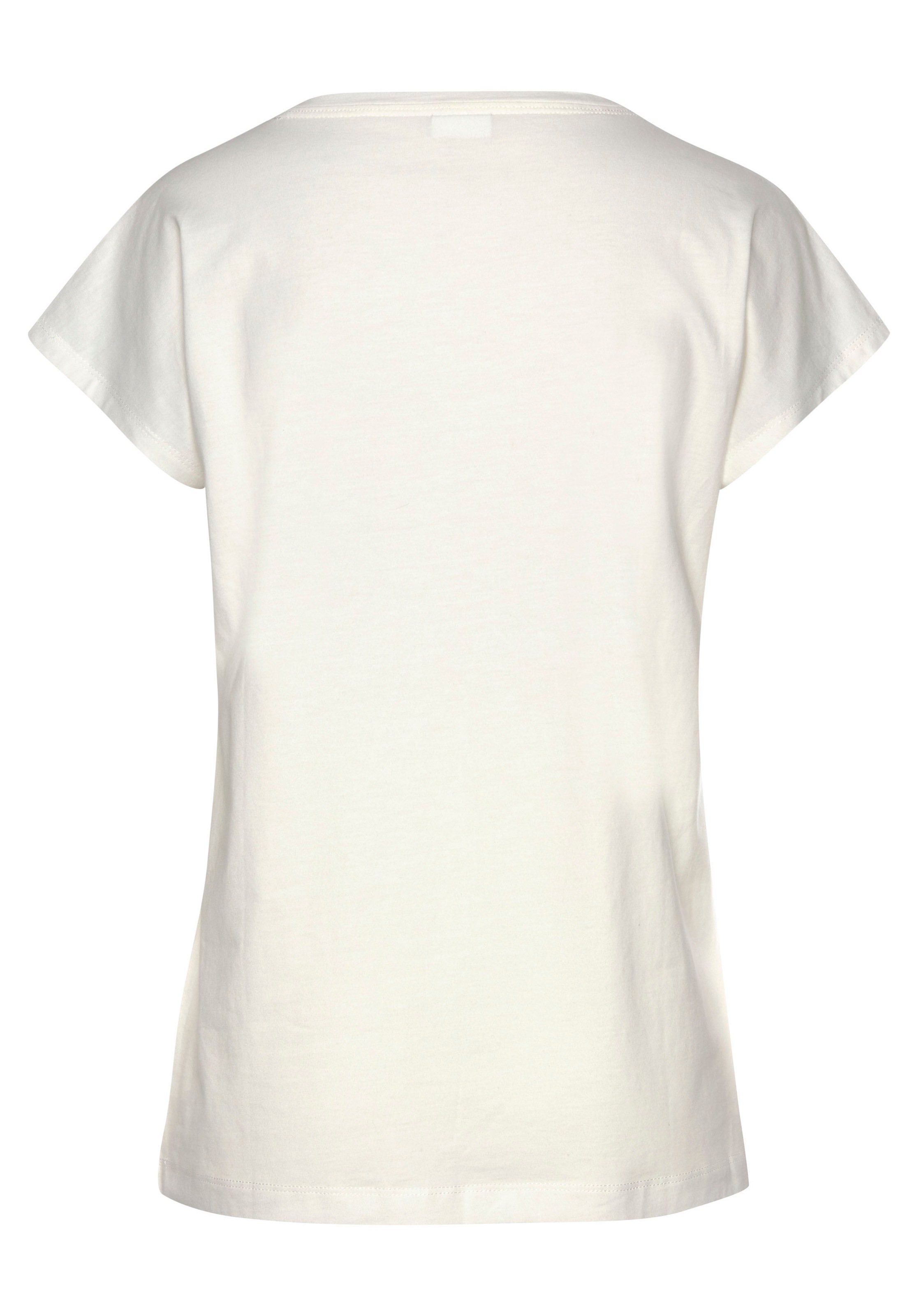 Pyjamaoberteil LASCANA, Damen, Gr. 44/46, beige (ecru), Single Jersey, Obermaterial: 50% Baumwolle, 50% Viskose, unifarben, Basic, bequem hüftlang, Rundhals, angeschnitten Overlocknaht, Shirts, in Unifarben 3