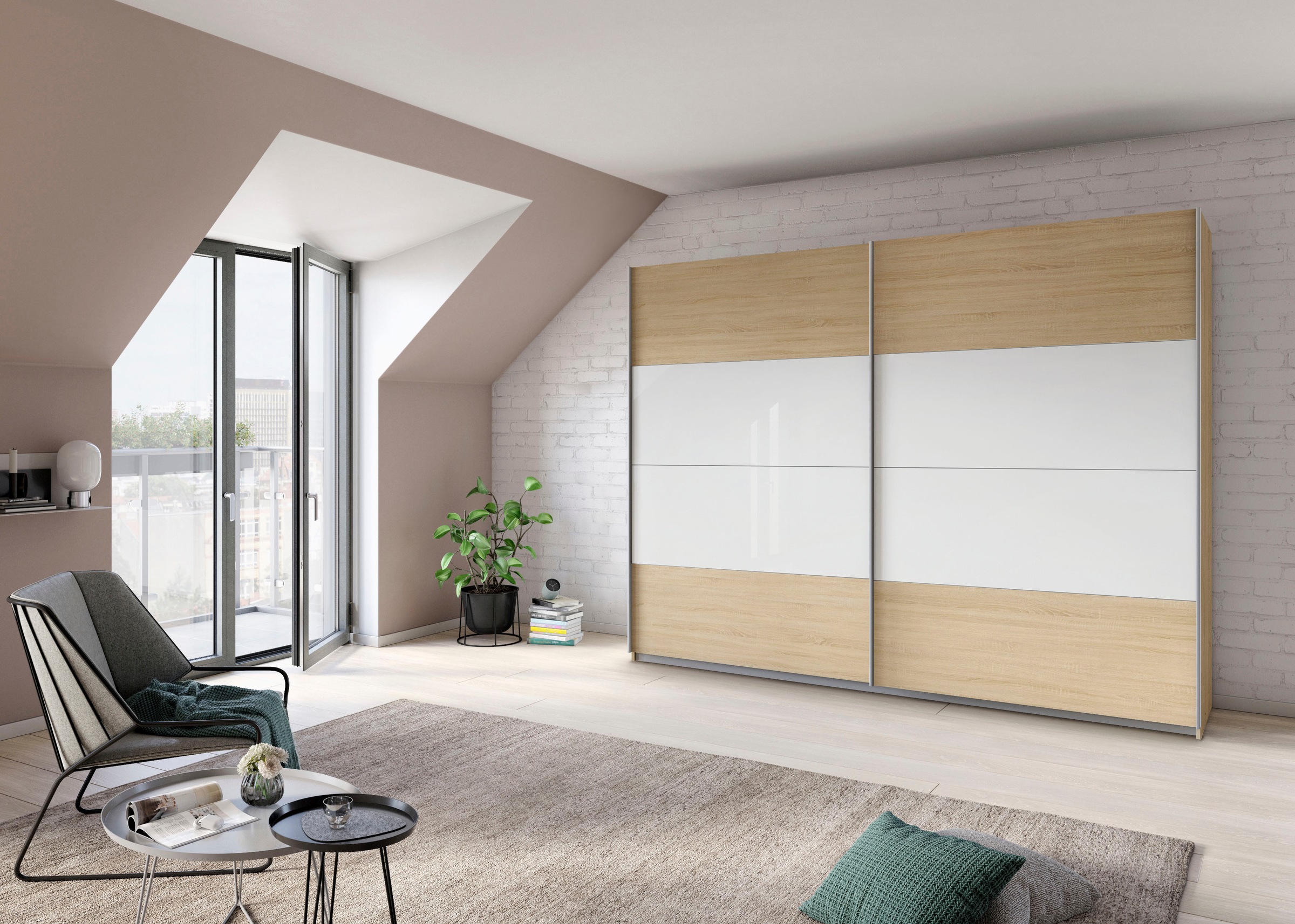 rauch Schwebetürenschrank »Quadra Bestseller Schlafzimmerschrank in vielen Breiten«, Kleiderschrank Garderobenschrank Schrank mit Glaselementen
