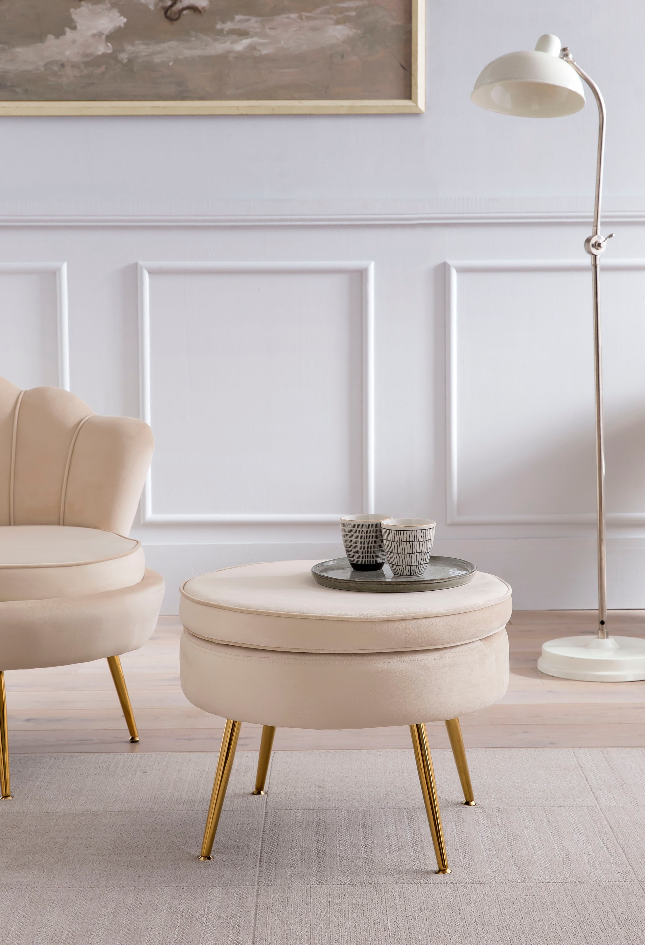 SalesFever Polsterhocker "Calm Gepolsterter Hocker mit Charme", mit hohem S günstig online kaufen