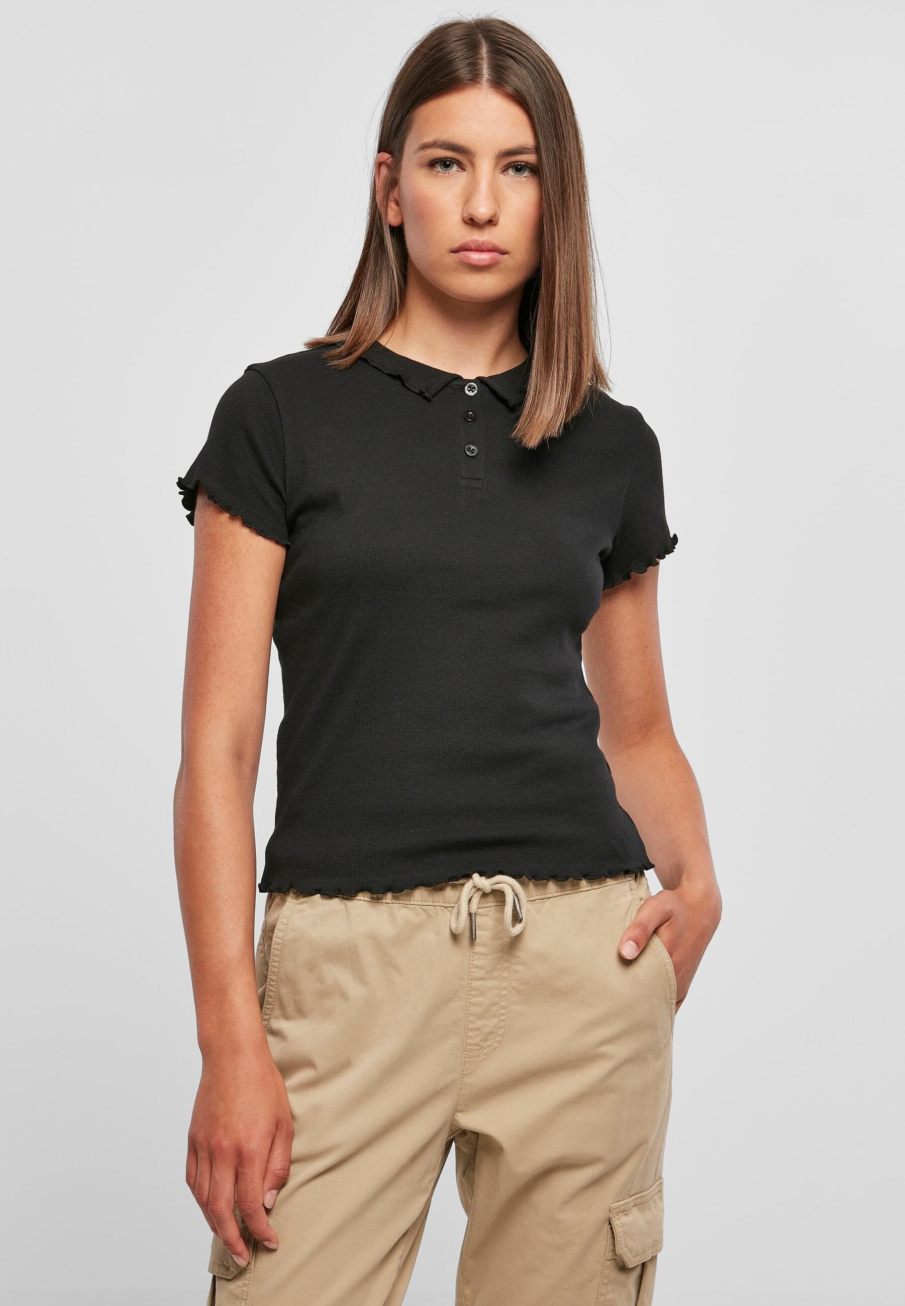 URBAN CLASSICS T-Shirt »Urban Classics Damen Ladies Rib Polo Tee«, (1 tlg.)