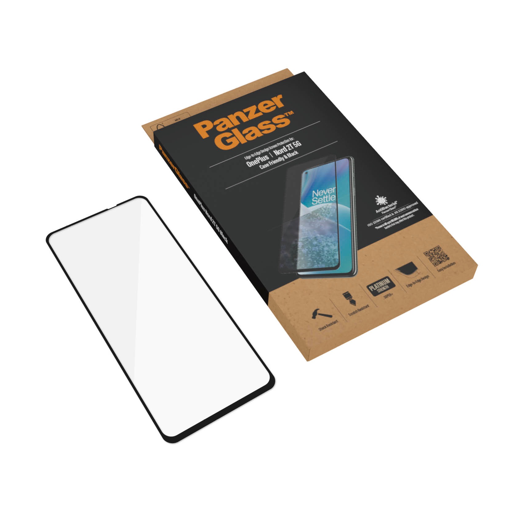 PanzerGlass Displayschutzglas »Edge-to-Edge Design Screen Protection«, für OnePlus Nord 2T 5G, Displayschutzfolie, Schutzfolie, Bildschirmschutz, kratz- & stoßfest