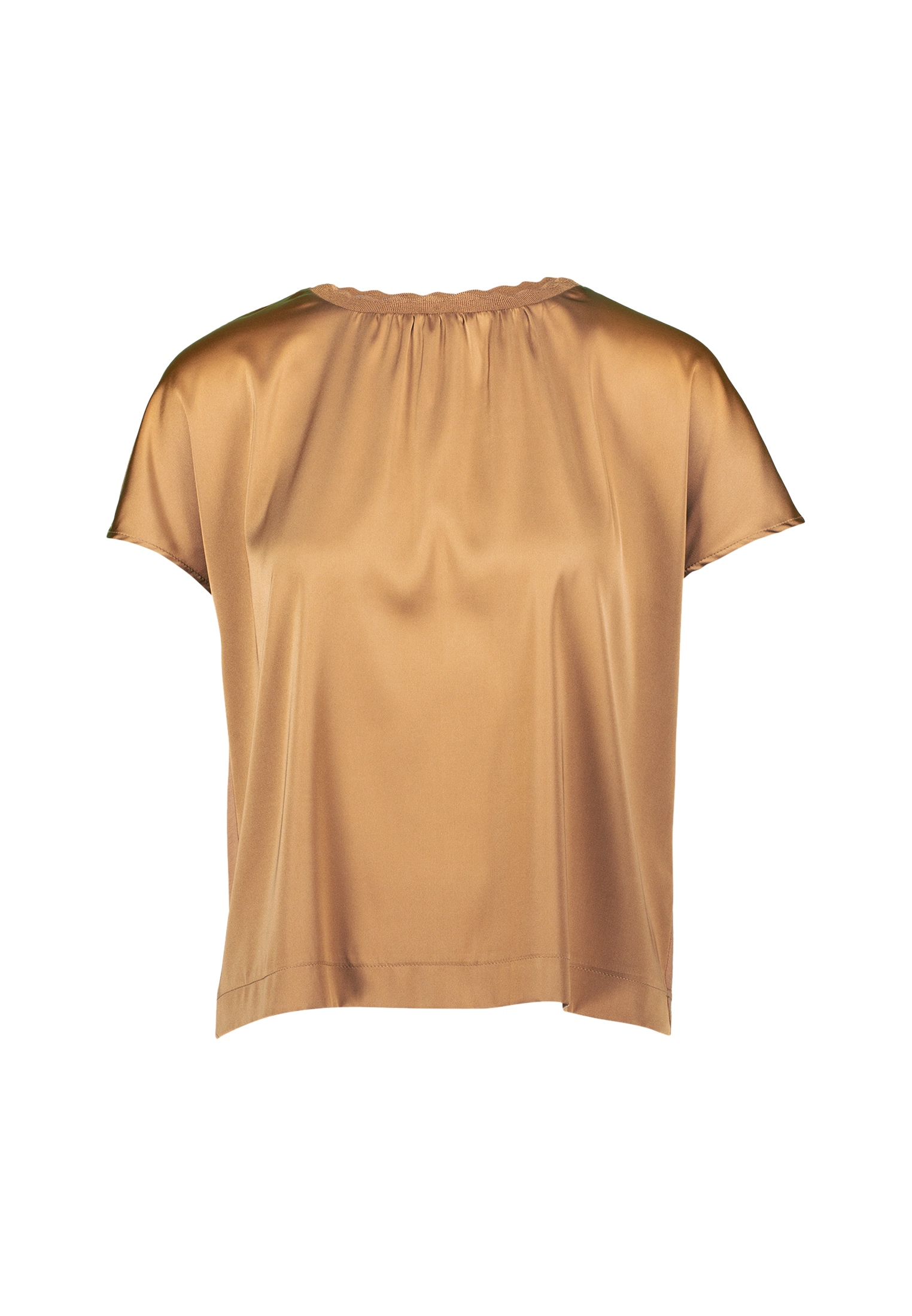 Zero Kurzarmshirt »zero Satinshirt mit Wellensaum«, (1 tlg.), drapiert /gerafft
