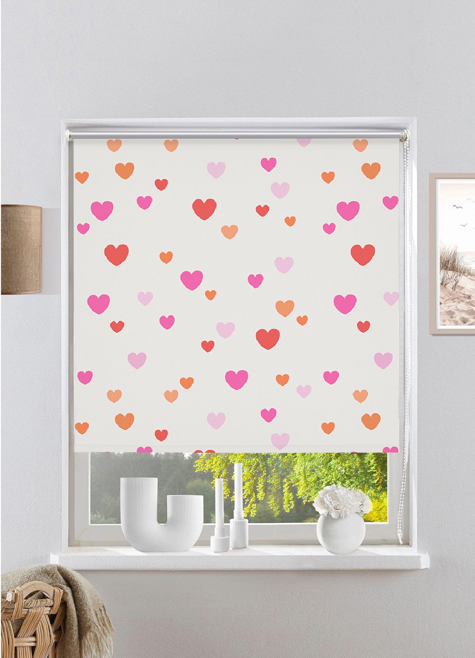 OTTO home Rollo "HEART" verdunkelnd Blendschutz Sichtschutz Verdunkelung ohne Bohren freihängend Fixmaß, Rollo, Herzen, einseitig bedruckt, Kinderrollo, NEUHEIT