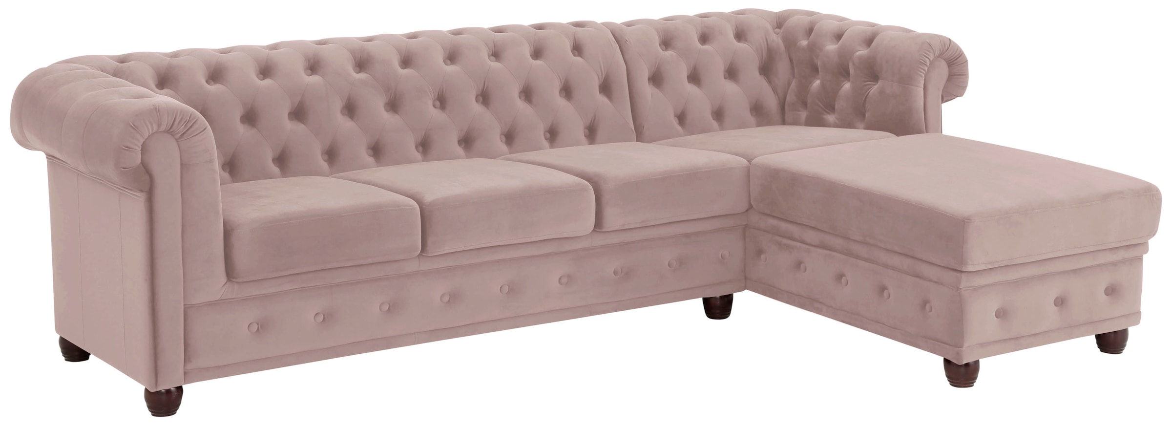 Home affaire Chesterfield-Sofa »New Castle L-Form«, hochwertige Knopfheftung in Chesterfield-Design, B/T/H: 255(171/72)