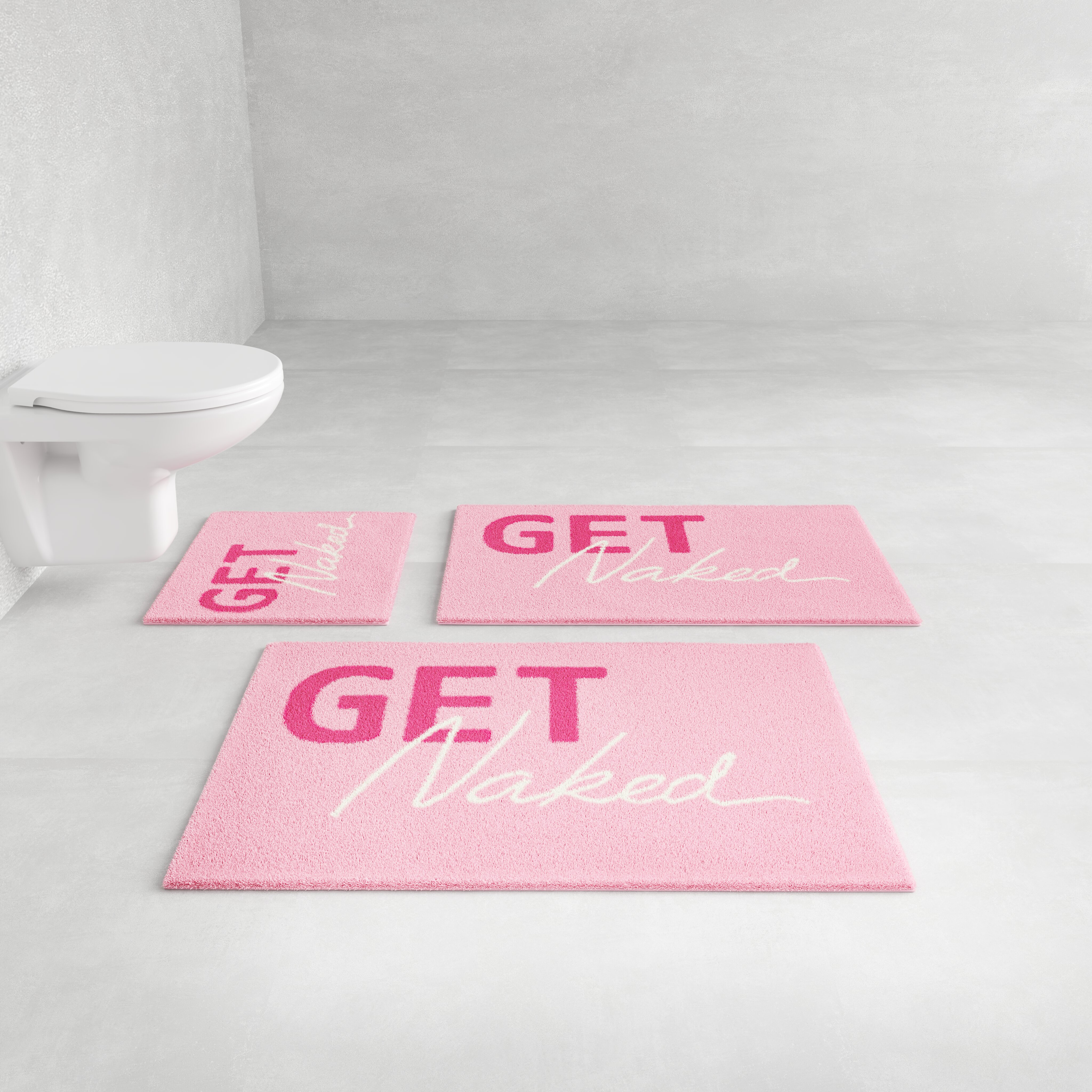 OTTO home Badematte "Get Naked, modern, Badvorleger, Badezimmer Teppich" Höhe 20 mm rutschhemmend beschichtet schnell trocknend Badteppich, mit Schriftzug, 2 Varianten, rechteckig