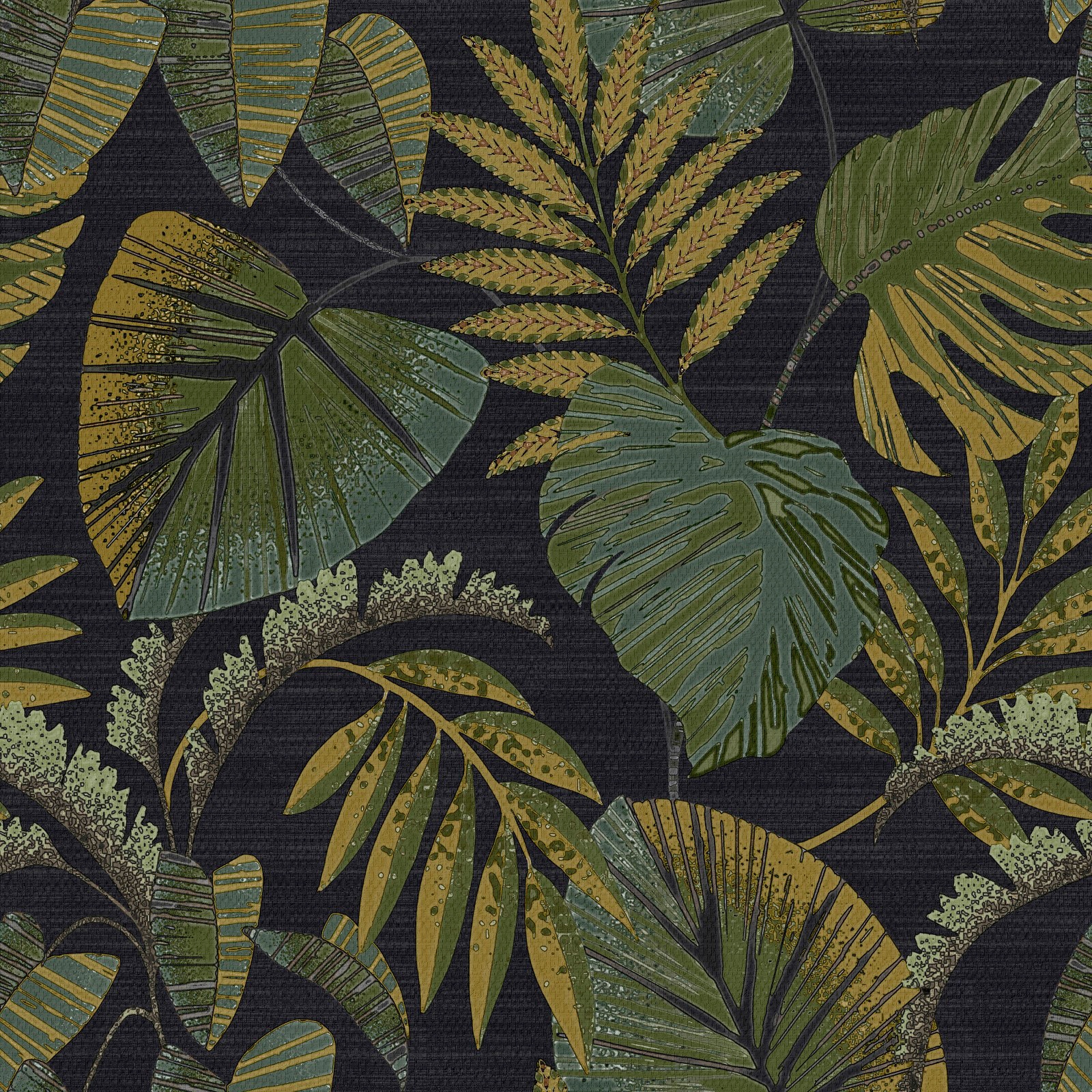 WOW Vliestapete "Botanische Nacht" geprägt FSC zertifiziert, mit lebhaftem Druck, 10 Meter Länge