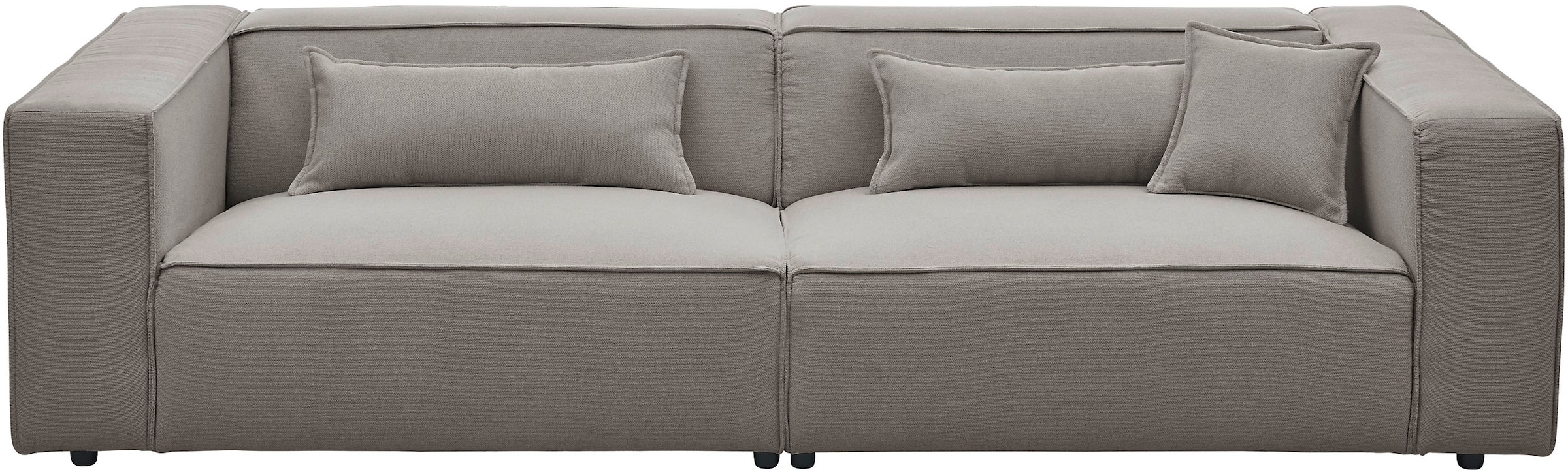 LeGer Home by Lena Gercke 3-Sitzer »PIARA, Couch mit Kedernaht, Sofa in Cord oder Leinenoptik«, schwarze Füße, bequemer Sitzkomfort