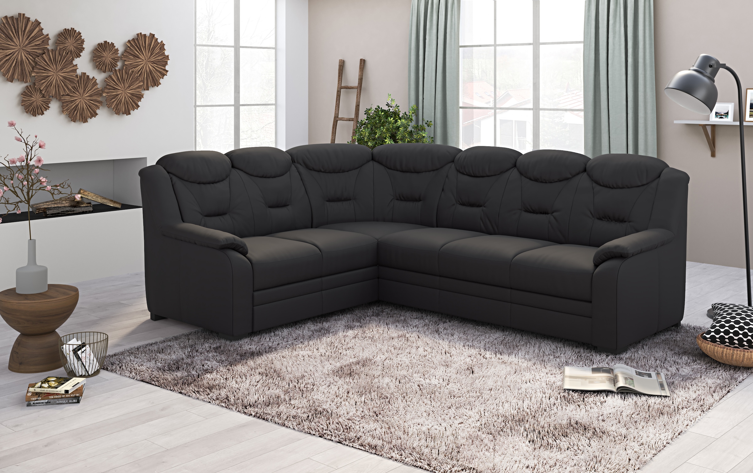 COTTA Ecksofa »Marcus L-Form«, Bequemes Ecksofa in klassischem Design mit hoher Rückenlehne