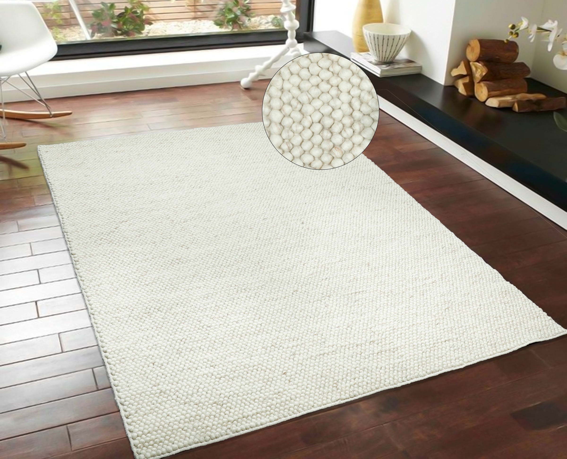 my home Wollteppich "Wolly, Wolle" rechteckig 14 mm Höhe handgewebt, Handwe günstig online kaufen