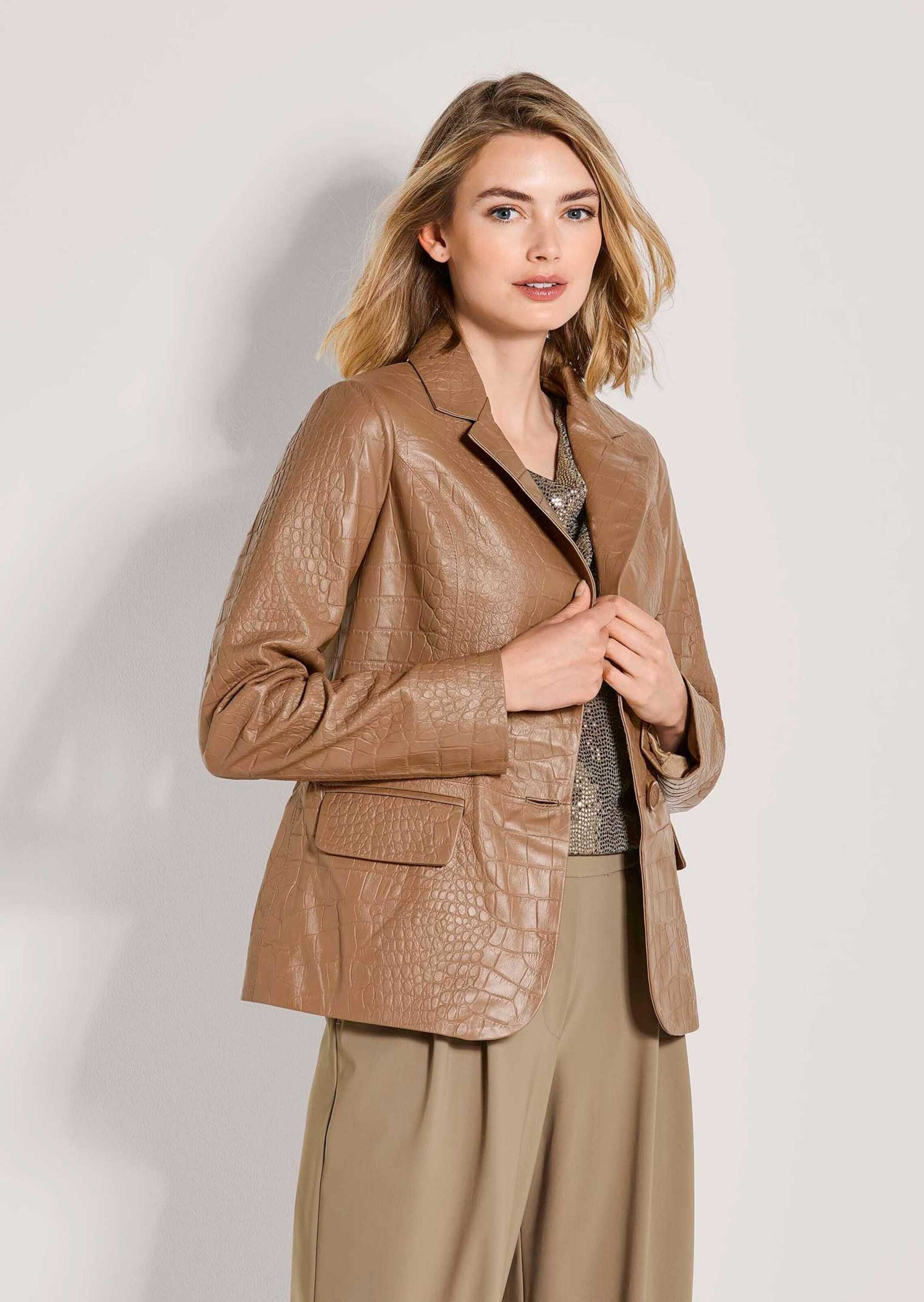 MADELEINE Jeansjacke »Lederblazer Lammnappa-Blazer mit Kroko-Prägung«