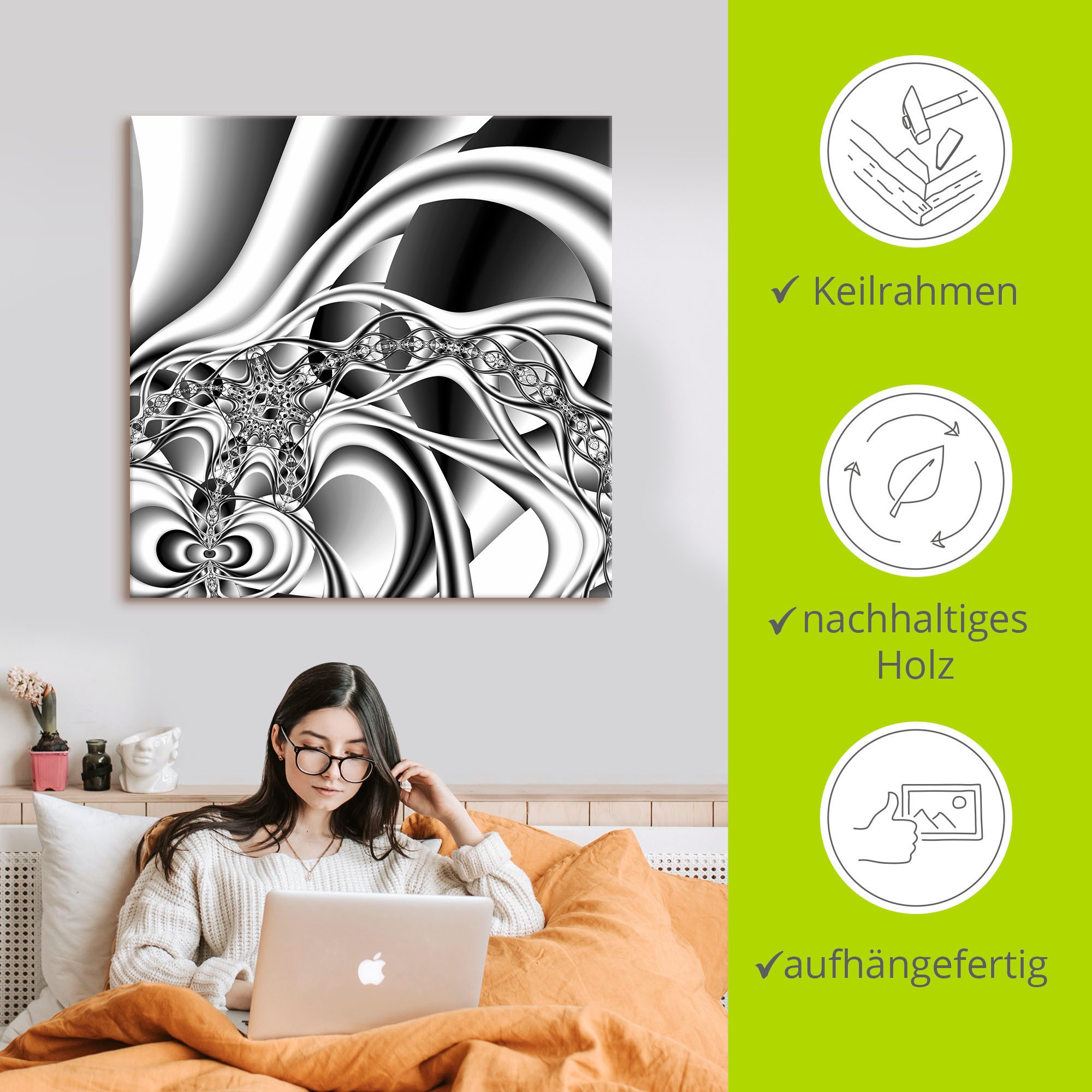Artland Wandbild »Silberne Kette«, Muster, (1 St.), als Alubild, Outdoorbild, Leinwandbild, Wandaufkleber, versch. Größen