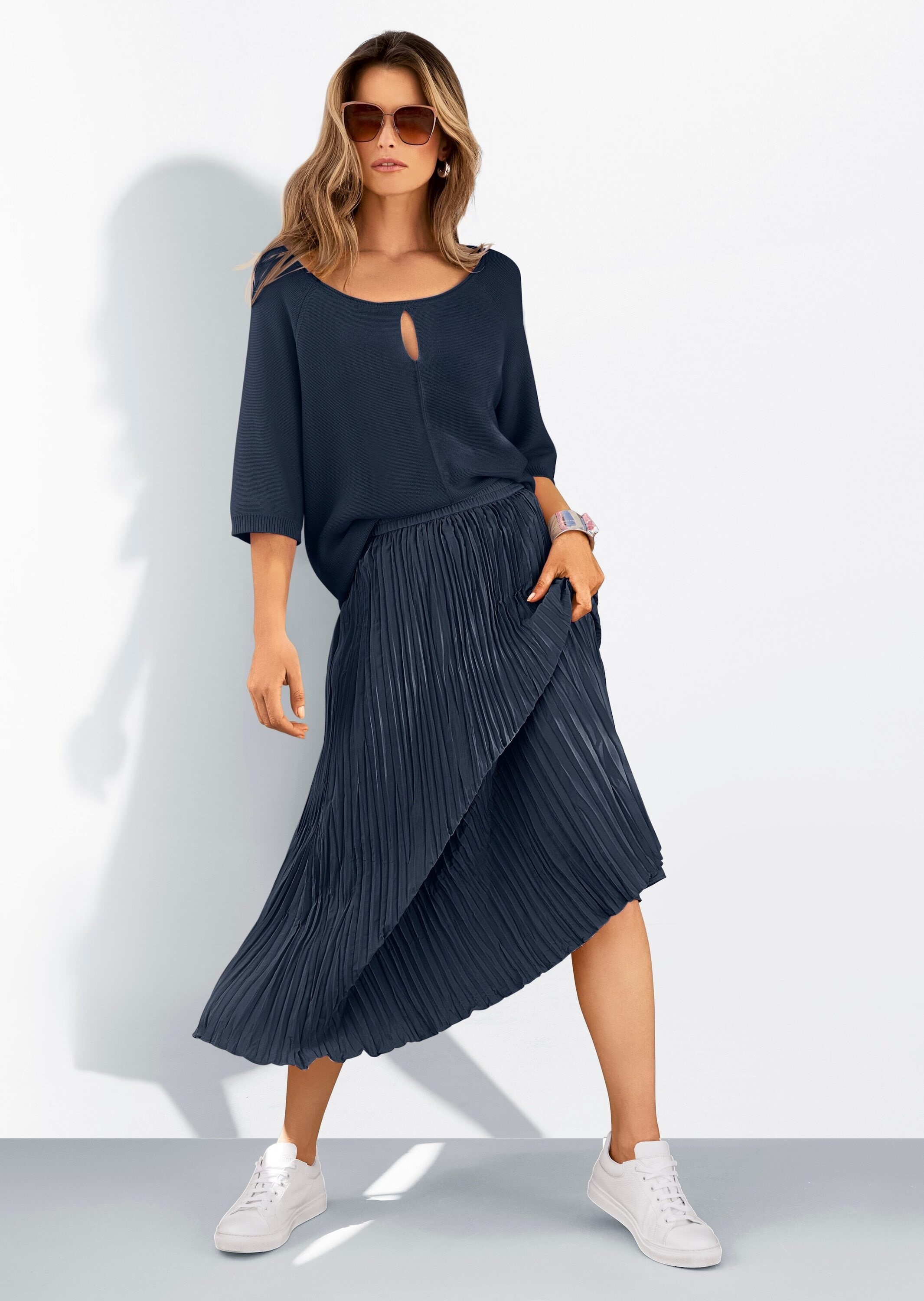 MADELEINE Longpullover »Pullover Halbarm-Pullover in kastiger Form«