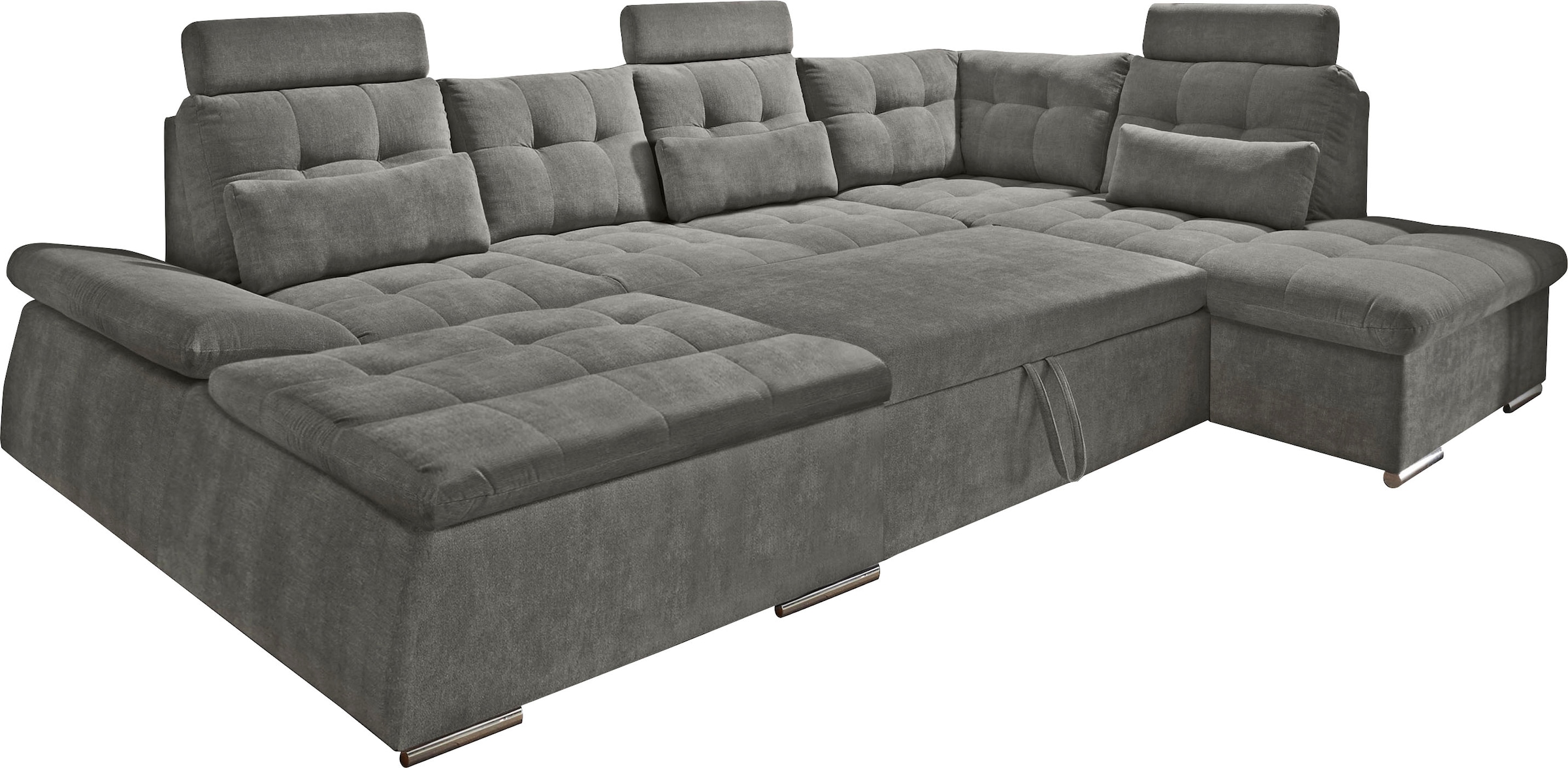 ED EXCITING DESIGN Wohnlandschaft »Nalo U-Form«, mit Bettfunktion, Bettkasten, Kopfstützen, Nierenkissen etc.