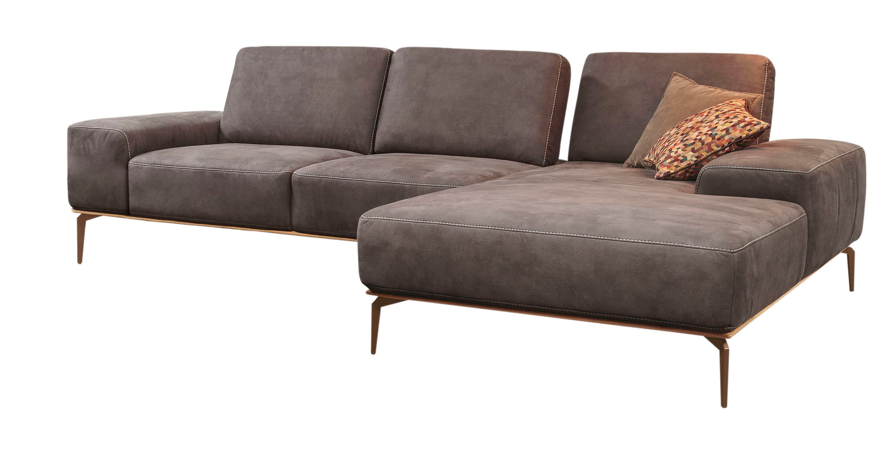W.SCHILLIG Ecksofa "run, Designsofa mit tollem Sitzkomfort, bequem, L-Form" mit Holzsockel, Füße in Bronze pulverbeschichtet, Breite 319 cm