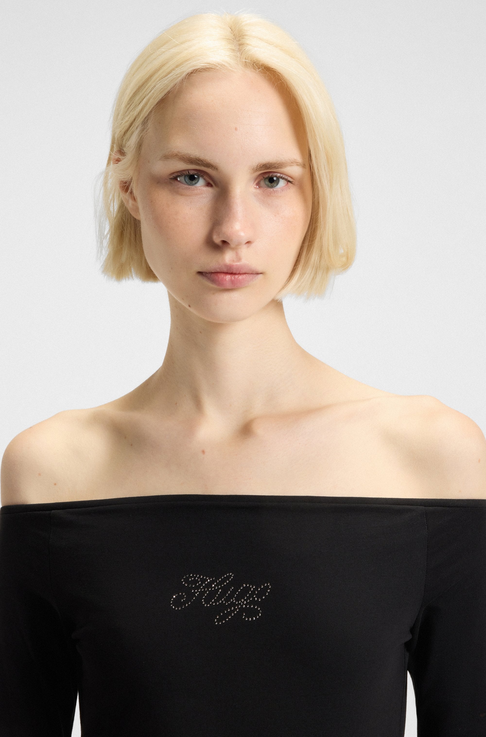 HUGO Blue Minikleid »Noffal«, figurbetont, schulterfrei
