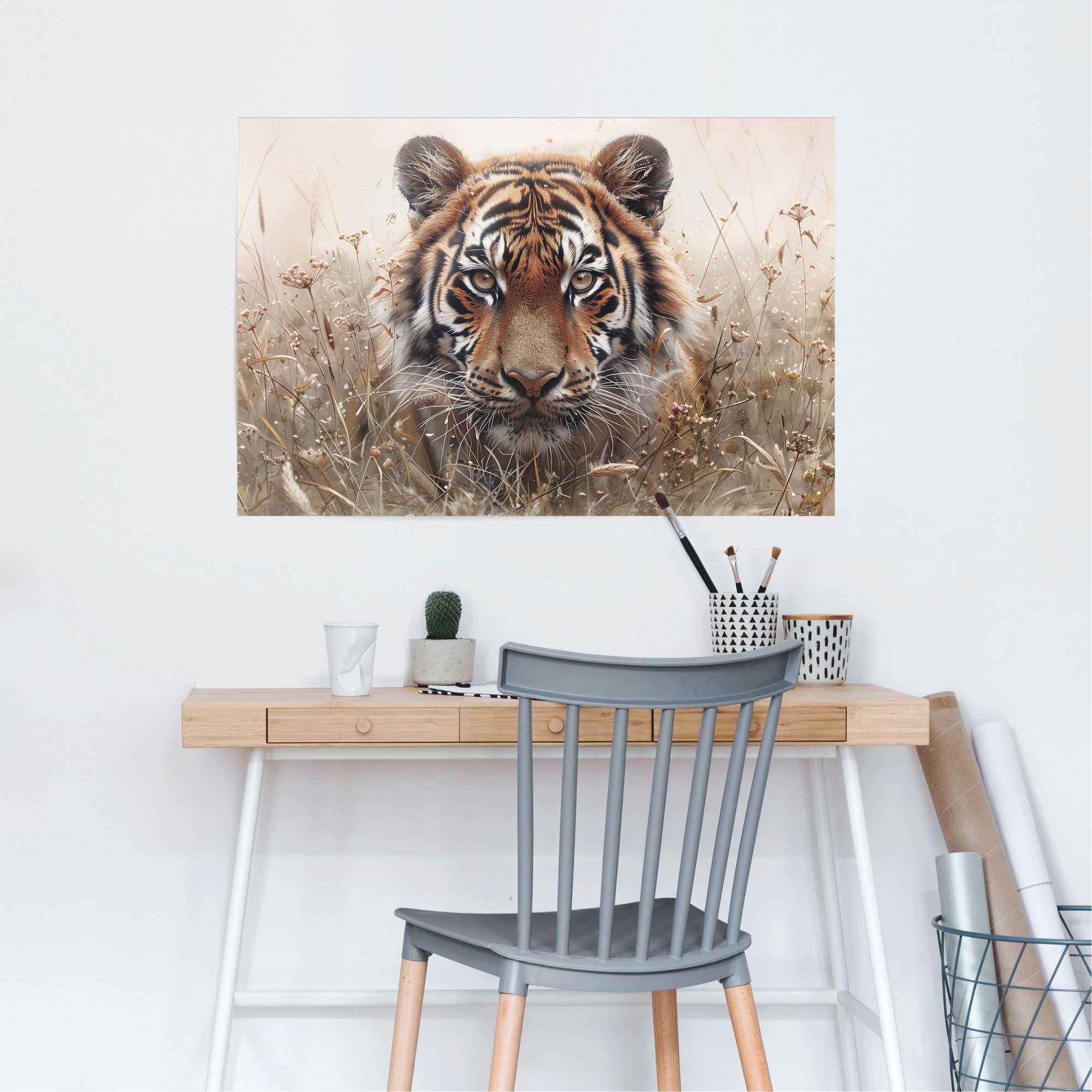 Reinders! Poster »Hunting Tiger«, Wohnzimmer - Beige - 150 gr. Papier - Tiere - 91,5x61 cm
