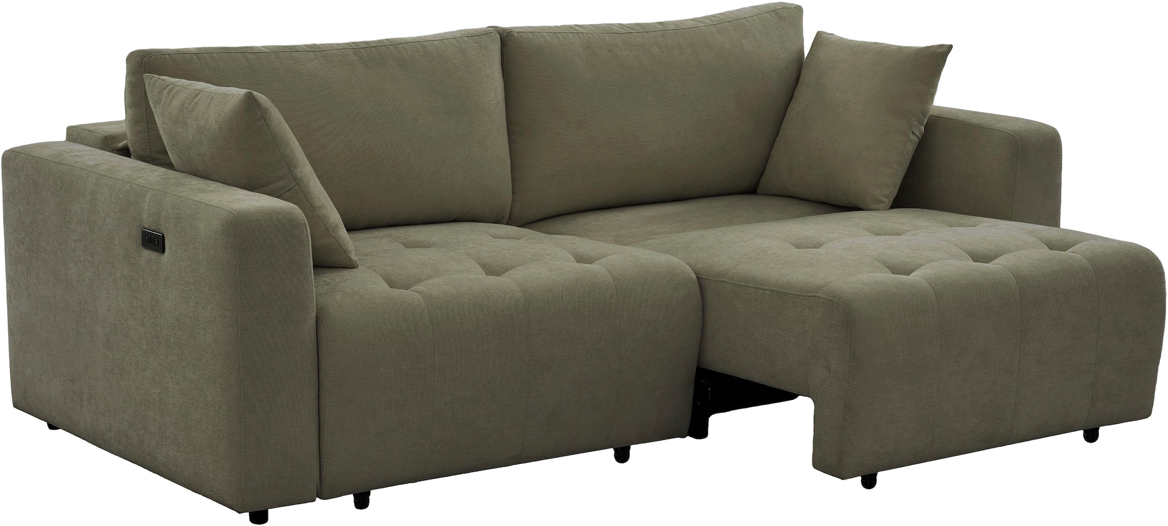 OTTO home 2,5-Sitzer »ELIANN , 209 cm - elektrisches Schlafsofa« mit USB A/C-Anschluss. Federkern, Webstoff