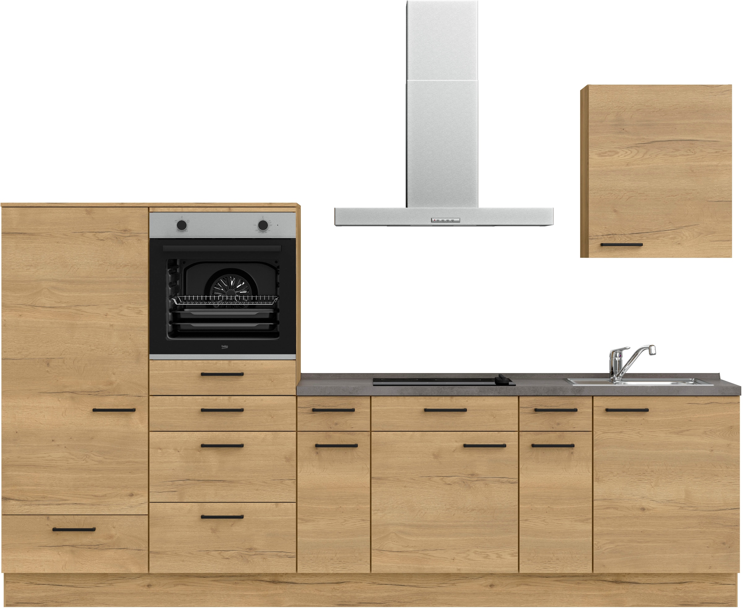nobilia Küchenzeile ""Structura I", NEU: individuell anpassbar mit gratis Profi-Beratung" vormontiert, Breite 300 cm, Ausrichtung wählbar, wahlw. mit E-Geräten