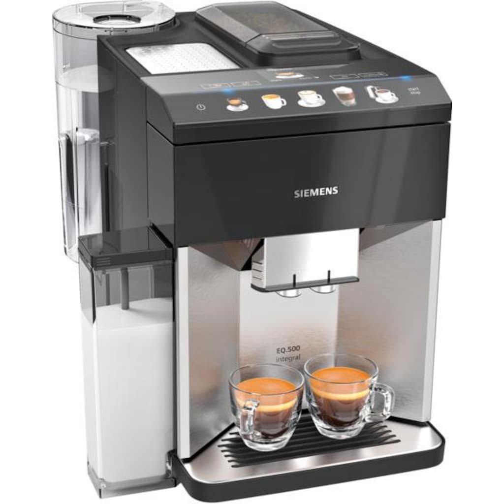 SIEMENS Kaffeevollautomat »EQ.5 500 integral TQ507D03«, einfache Bedienung, integrierter Milchbehälter, zwei Tassen gleichzeitig