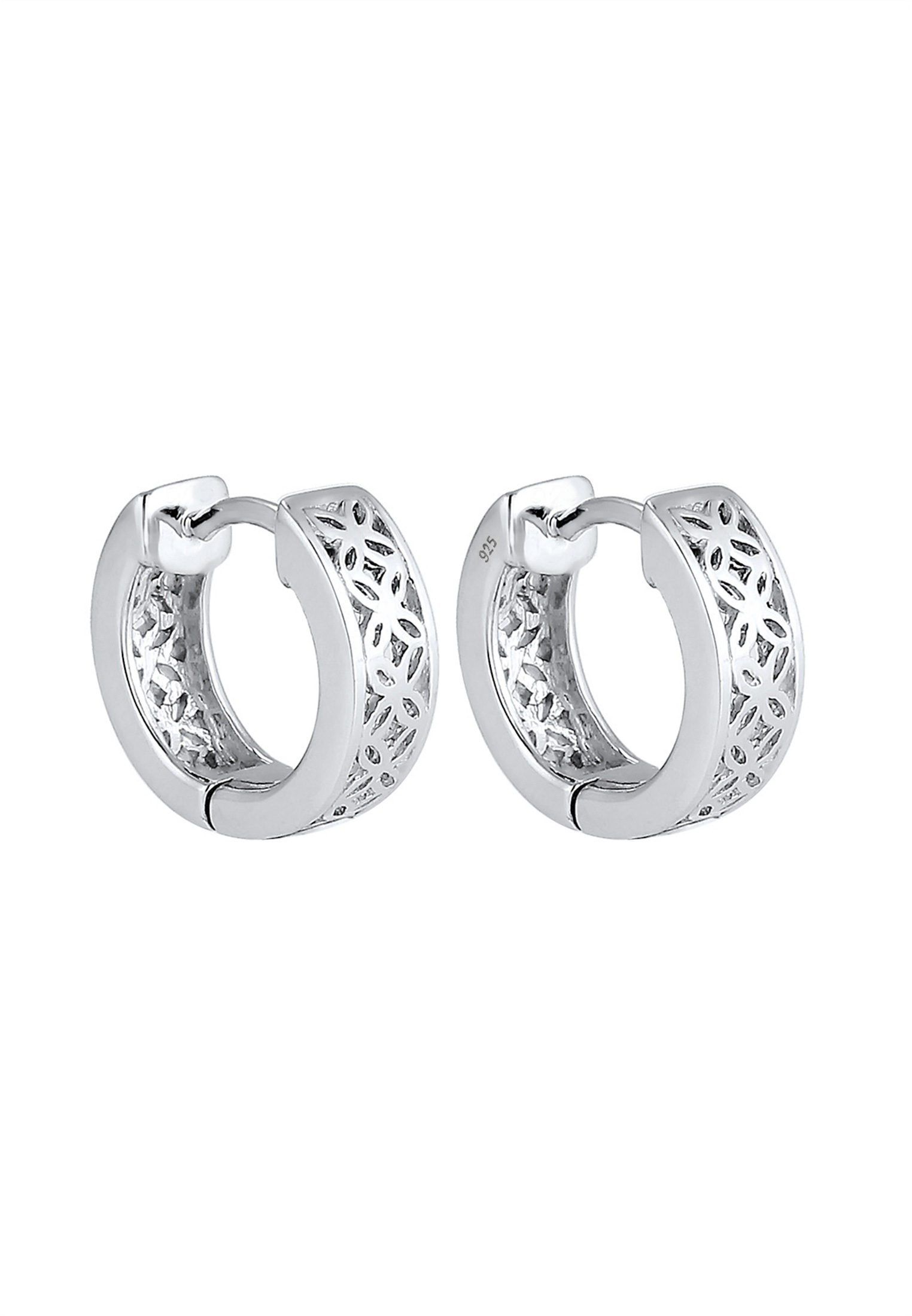 Elli Premium Paar Creolen »Creole Ornament Floral 925 Sterling Silber«