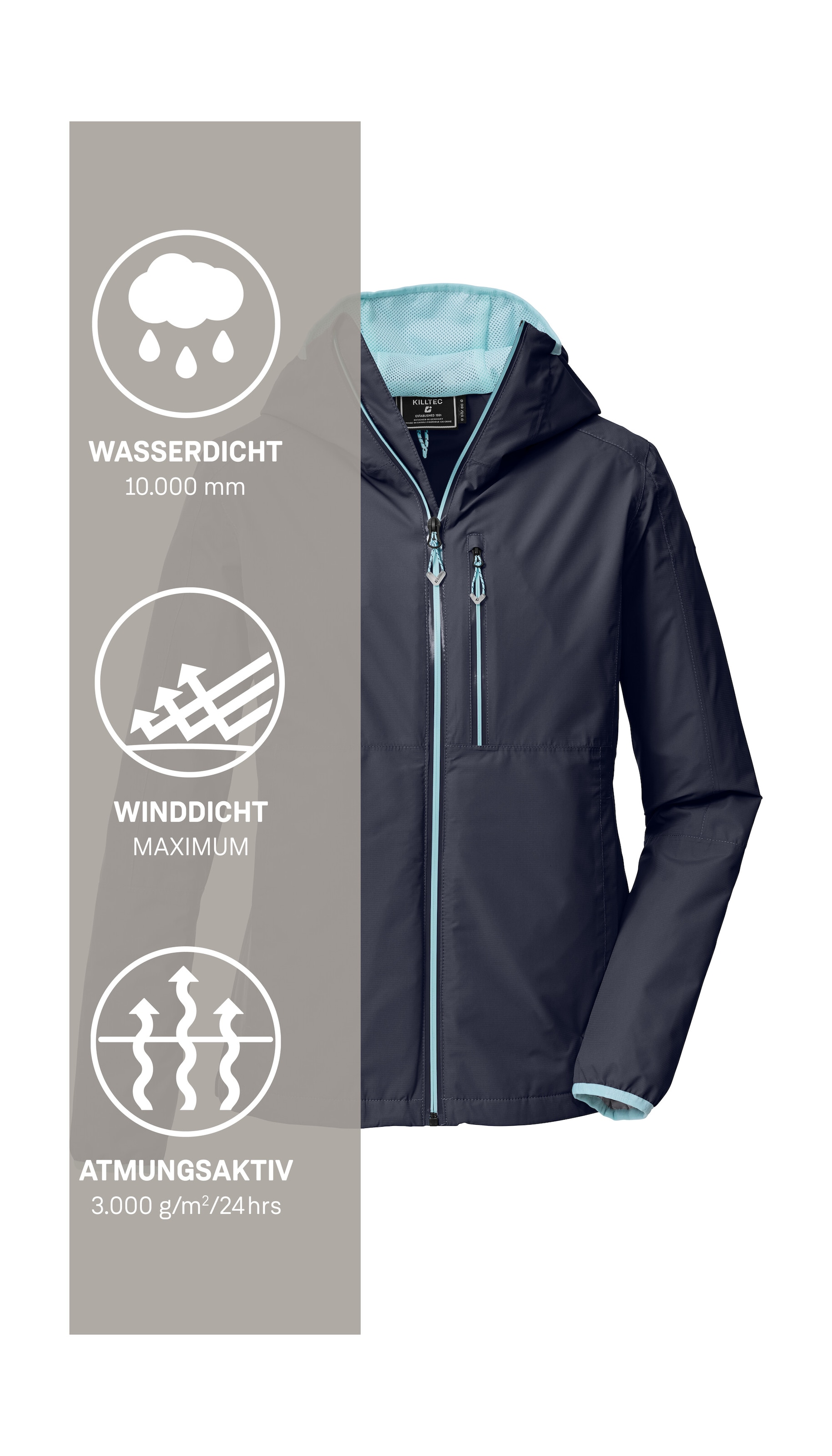 Killtec Funktionsjacke »KOS 73 WMN JCKT« Wind- und wasserdicht, atmungsaktiv, packbar, verstellbar