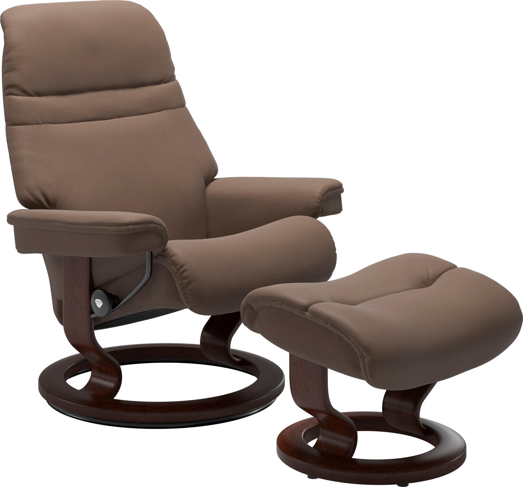 Stressless® Relaxsessel »Sunrise«, (Set, Relaxsessel mit Hocker), mit Classic Base, Größe L, Gestell Braun