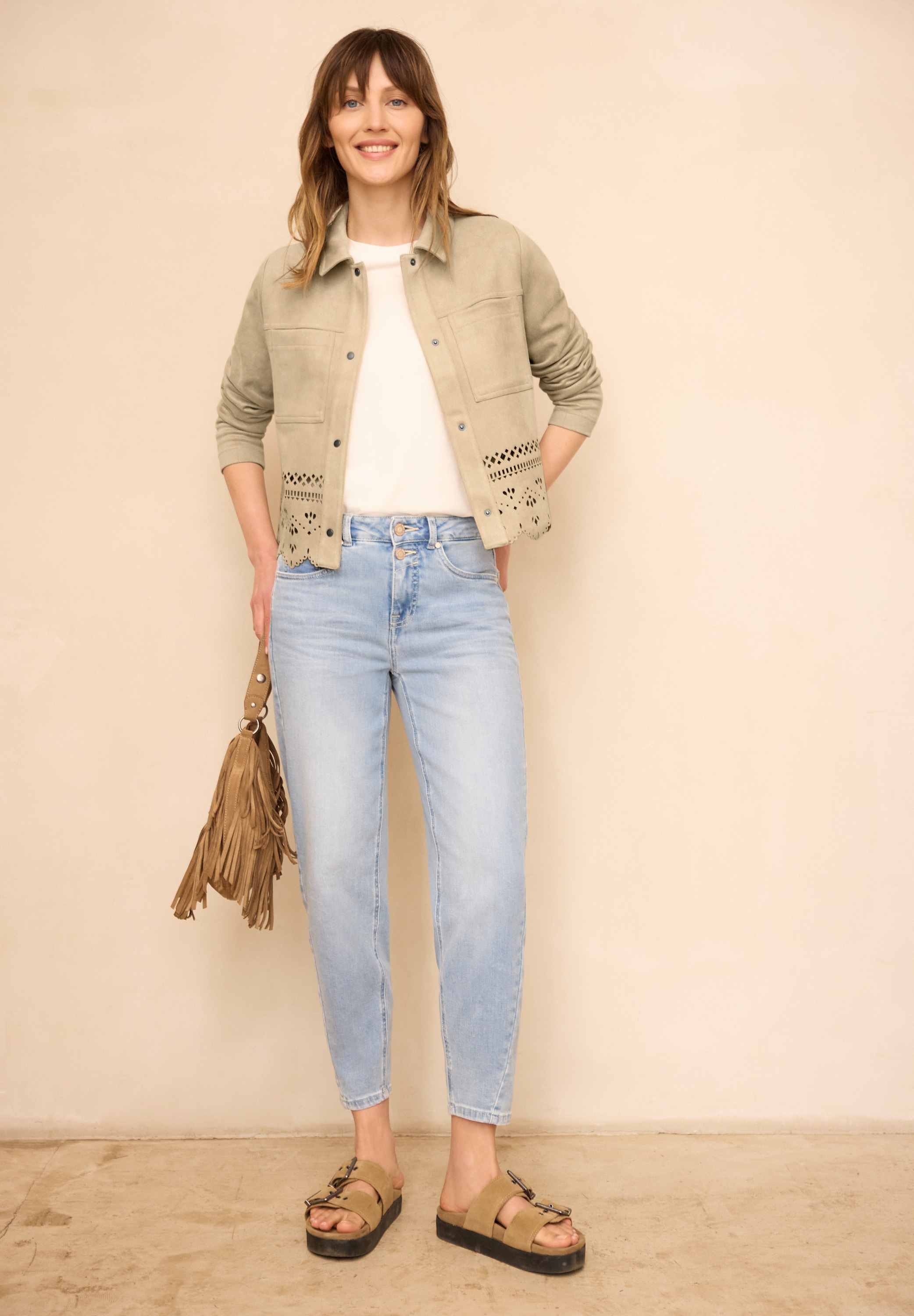 STREET ONE STUDIO Lederimitatjacke ohne Kapuze mit Knopfleiste