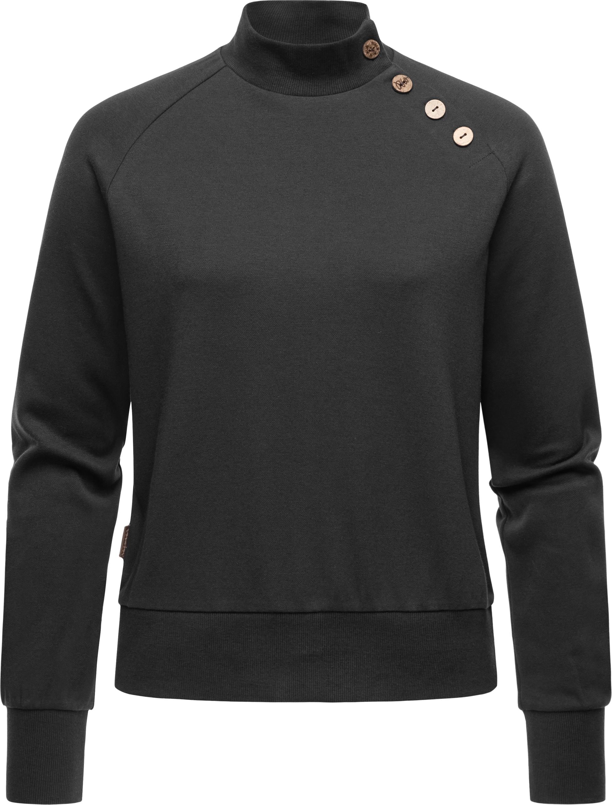 Sweatshirt »Majjorka Solid«, Damen Langarmshirt mit Rippbündchen und Zierknöpfen