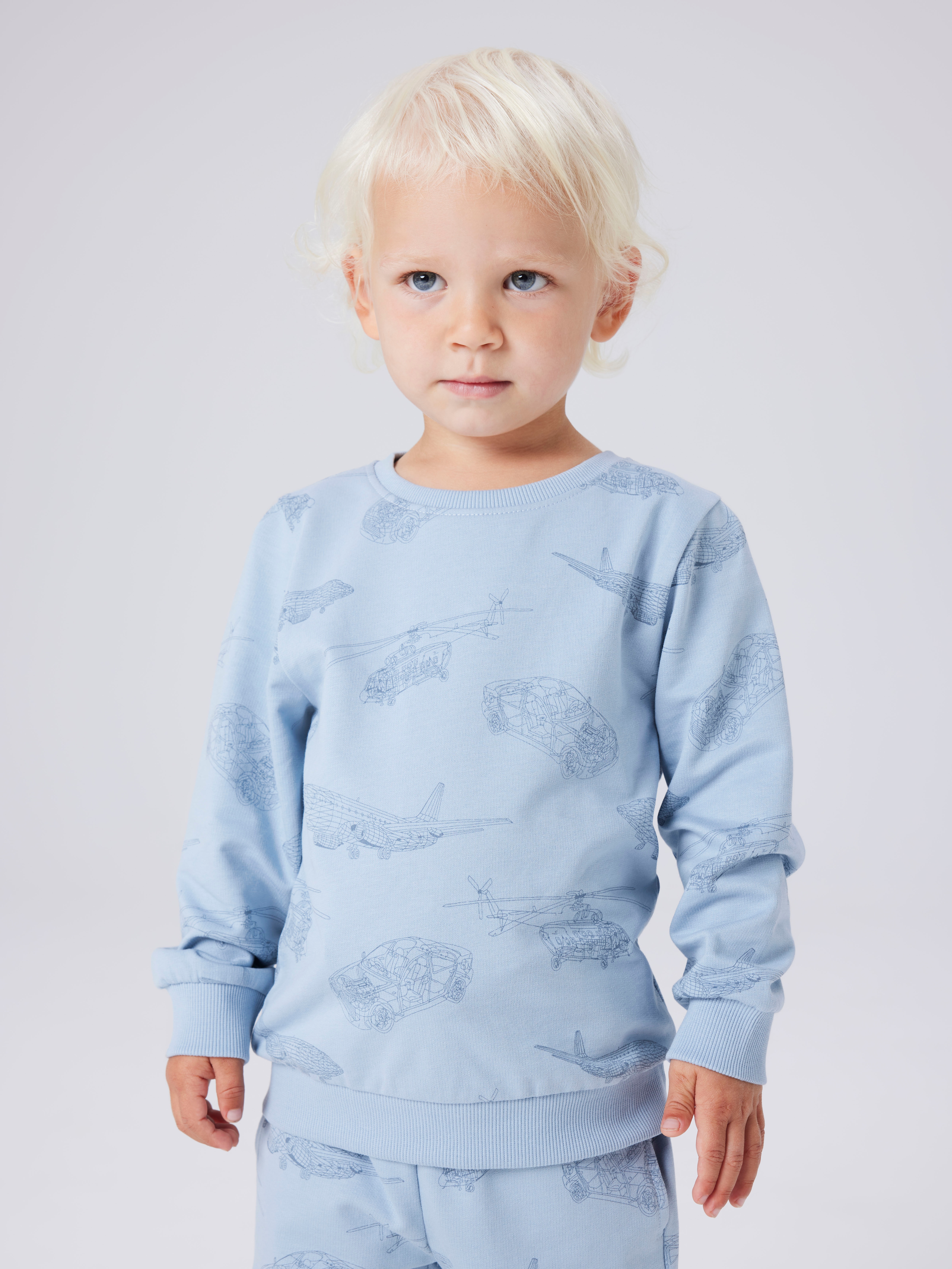 Name It "NMMVARON für Jungen mit Alloverprint und Rippbündchen", bedruckt, casual, regular fit, Baumwolle, Rundhals