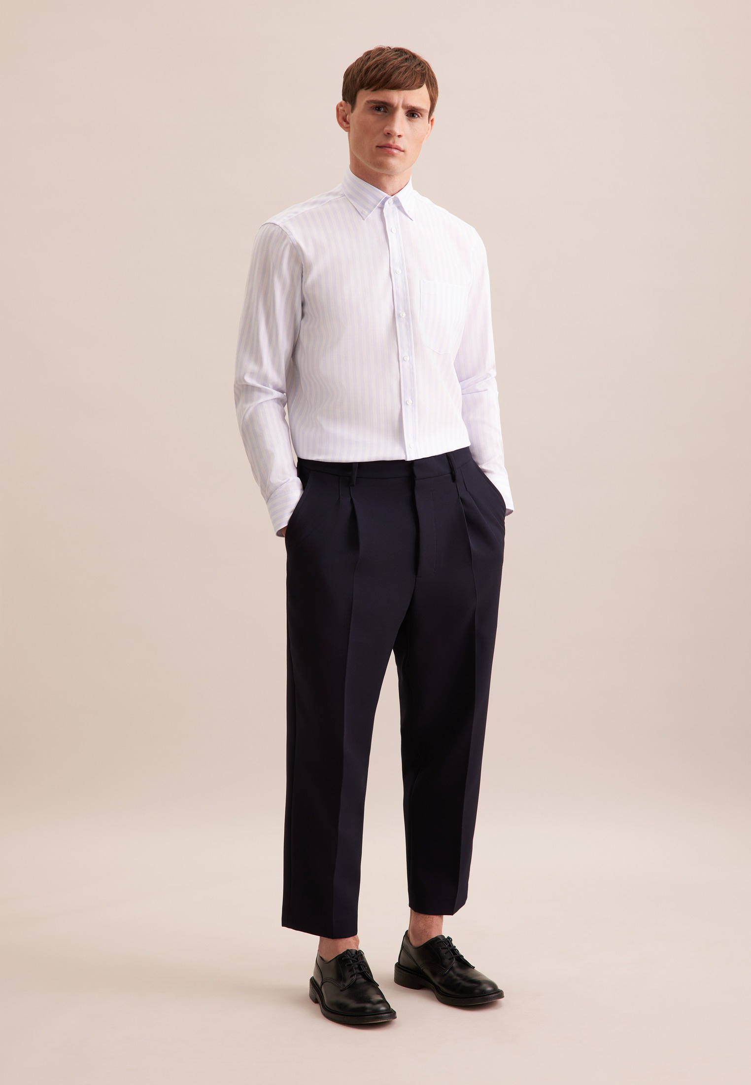 seidensticker Businesshemd »Regular«, Regular Langarm Button-Down-Kragen Streifen