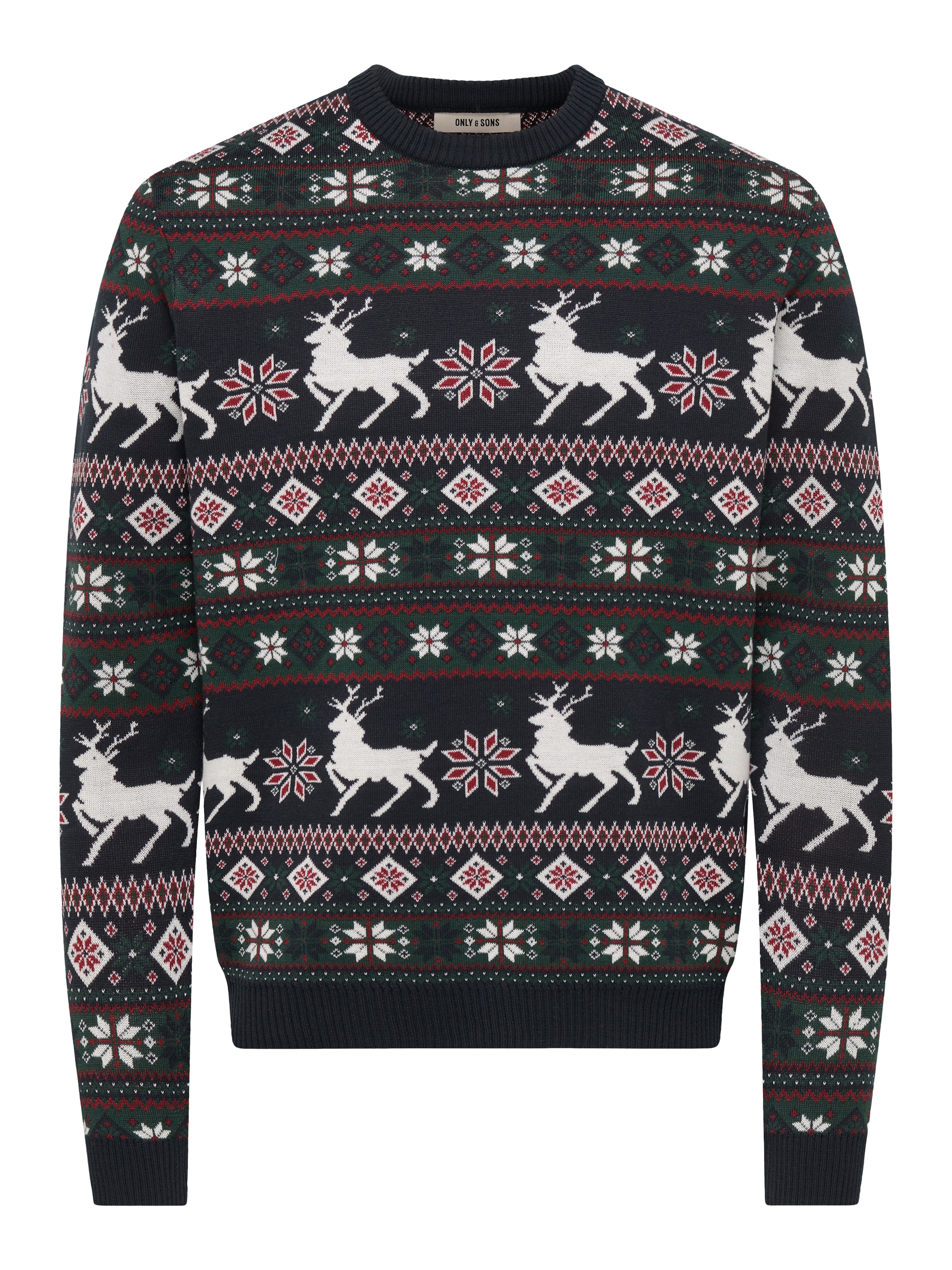 ONLY & SONS Rundhalspullover »ONSX-MAS 2 CREW REG« Weihnachten, Kunstfaser, regular fit