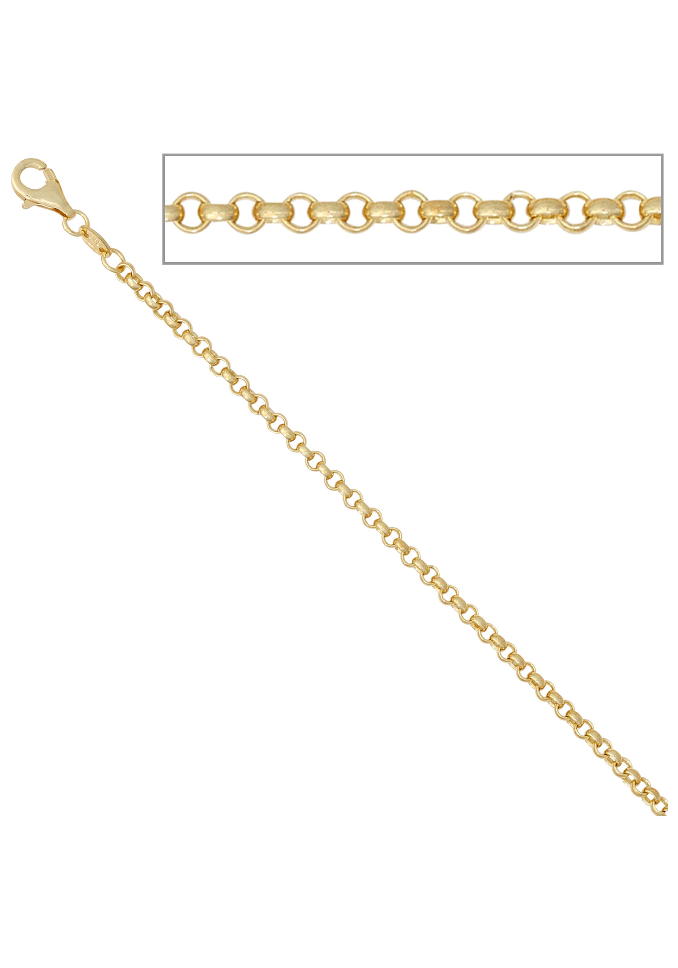 JOBO Goldkette, Erbskette 585 Gold massiv 50 cm 2,5 mm