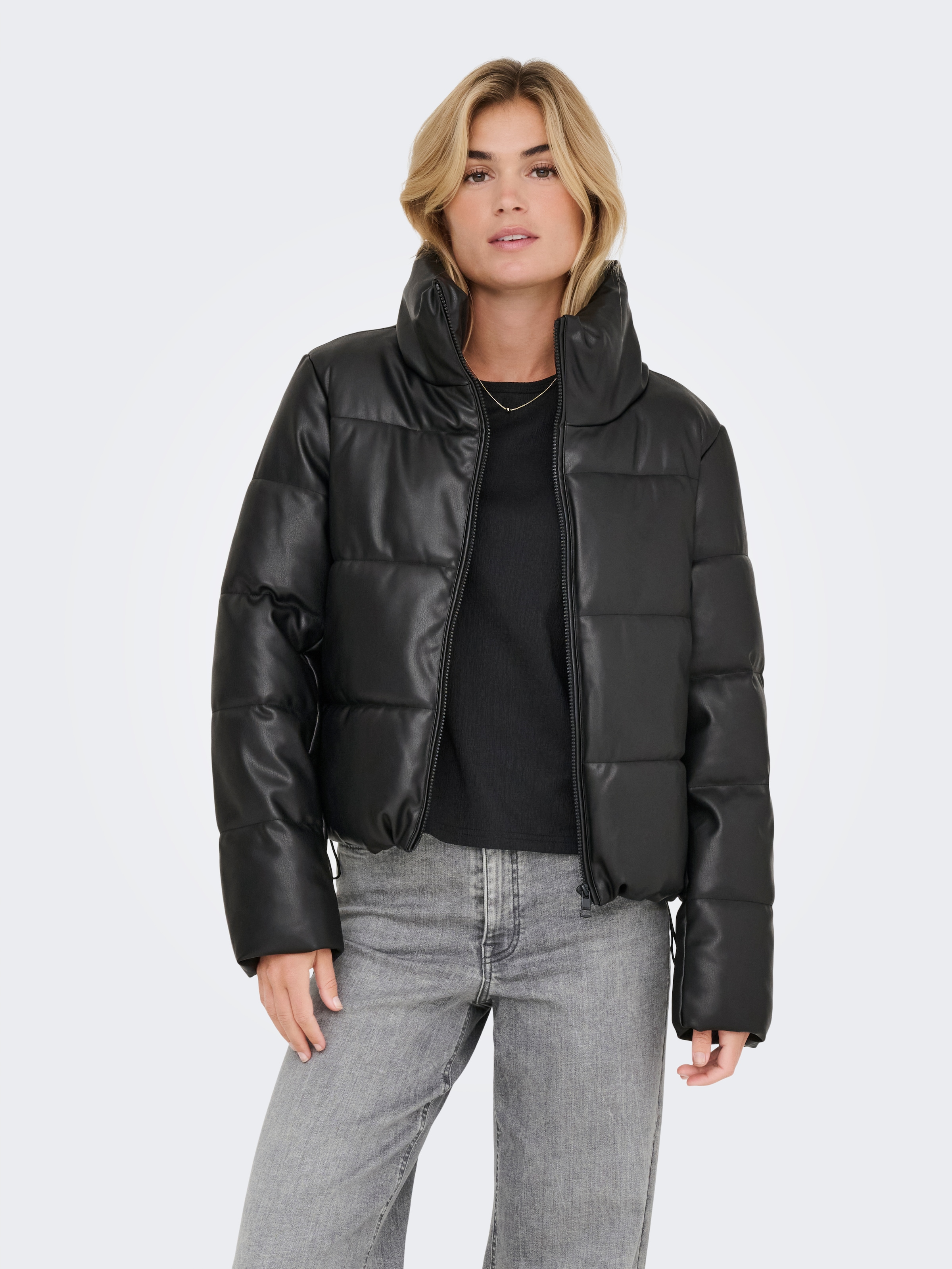 ONLY Steppjacke "ONLELSIE FAUX LEATHER PUFFER JKT CC OTW", ohne Kapuze günstig online kaufen