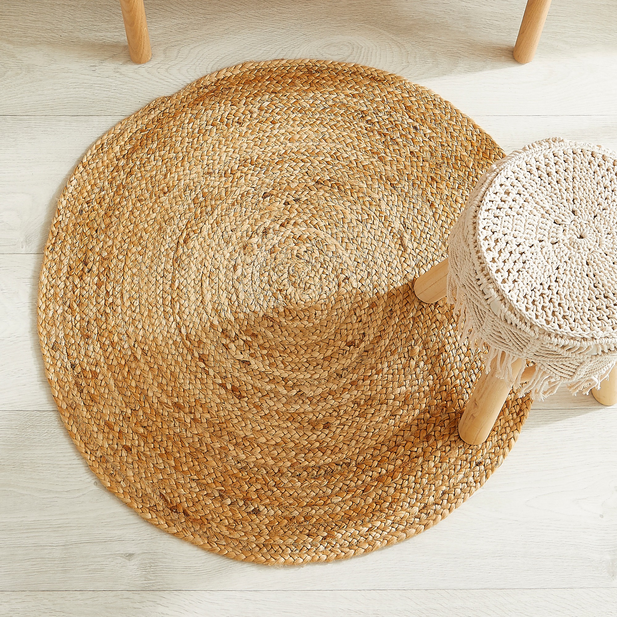 LUXOR living Teppich »Mamda 2, Juteteppich« rund 6 mm Höhe Flachgewebe, handgeflochten, Flecht Design, Naturfaser, Boho-Style