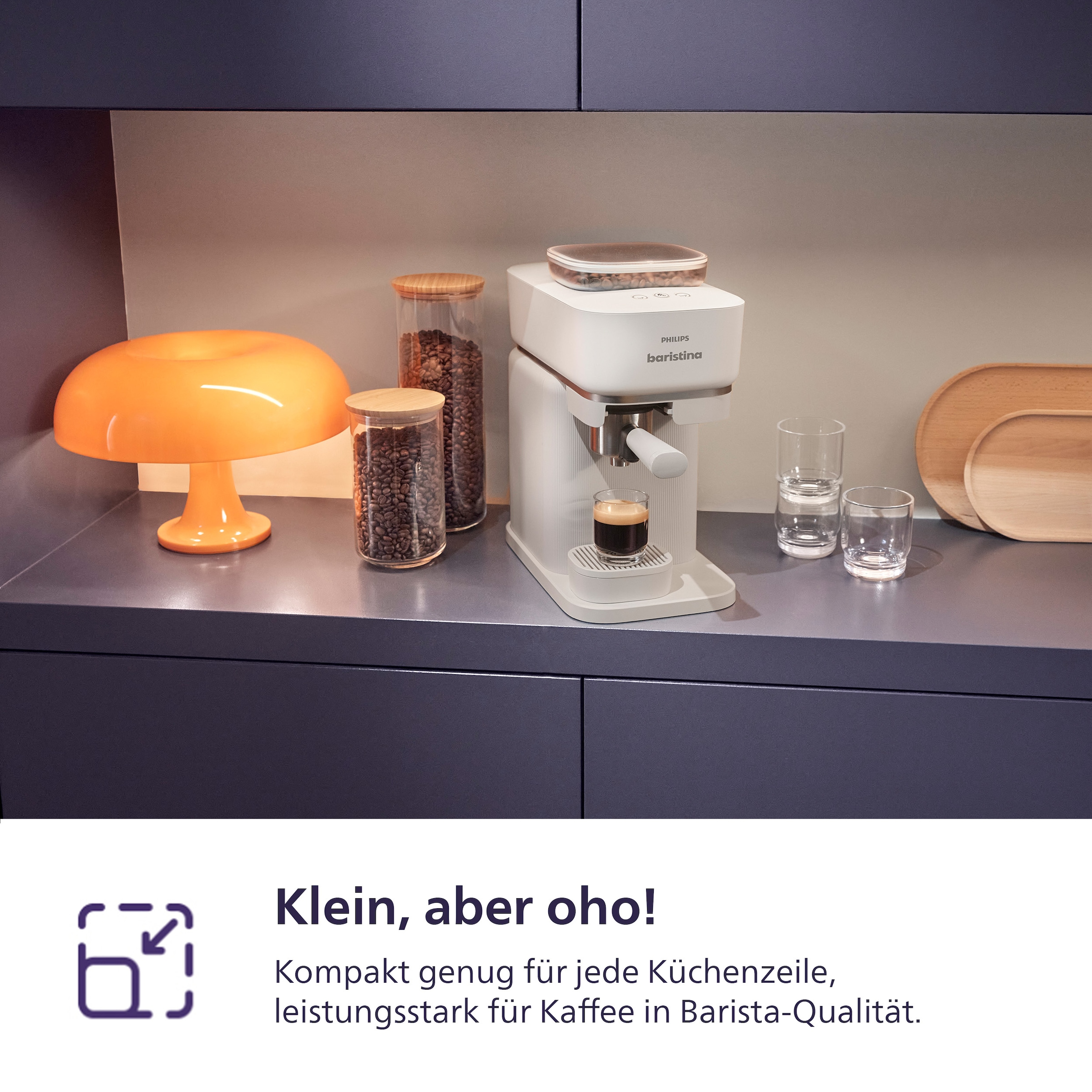 PHILIPS baristina Espressomaschine »BAR300/00 mit Mahlwerk für ganze Bohnen« 16 bar Pumpendruck, Naturweiß​