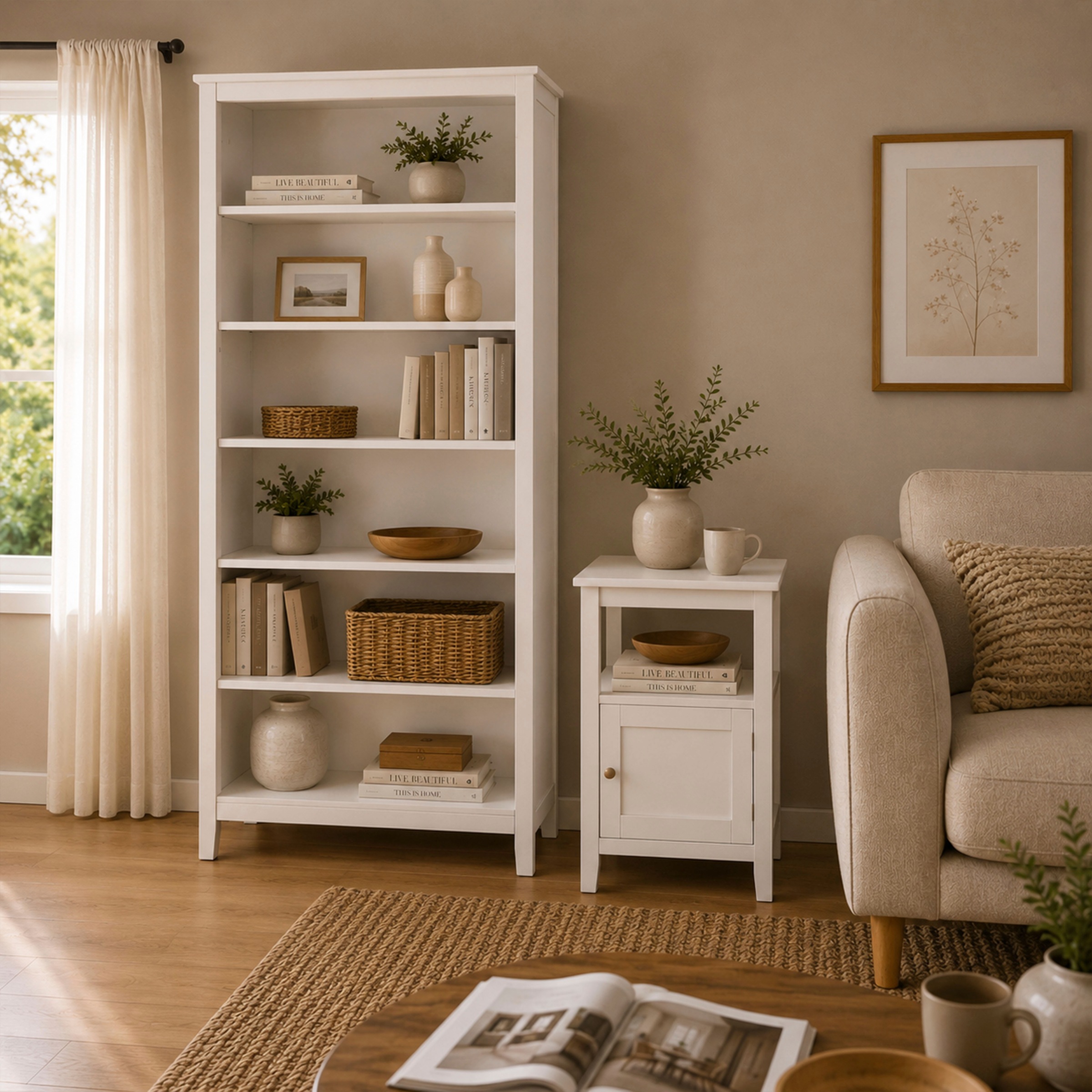 Inter Link Standregal »Pinora, Kiefer Massivholz Weiss, 5 Einlegeböden, 82 x 39,50 x 197 cm« 1 Stk. tlg. Regal im modernem Skandi Look, 2 Größen erhältlich