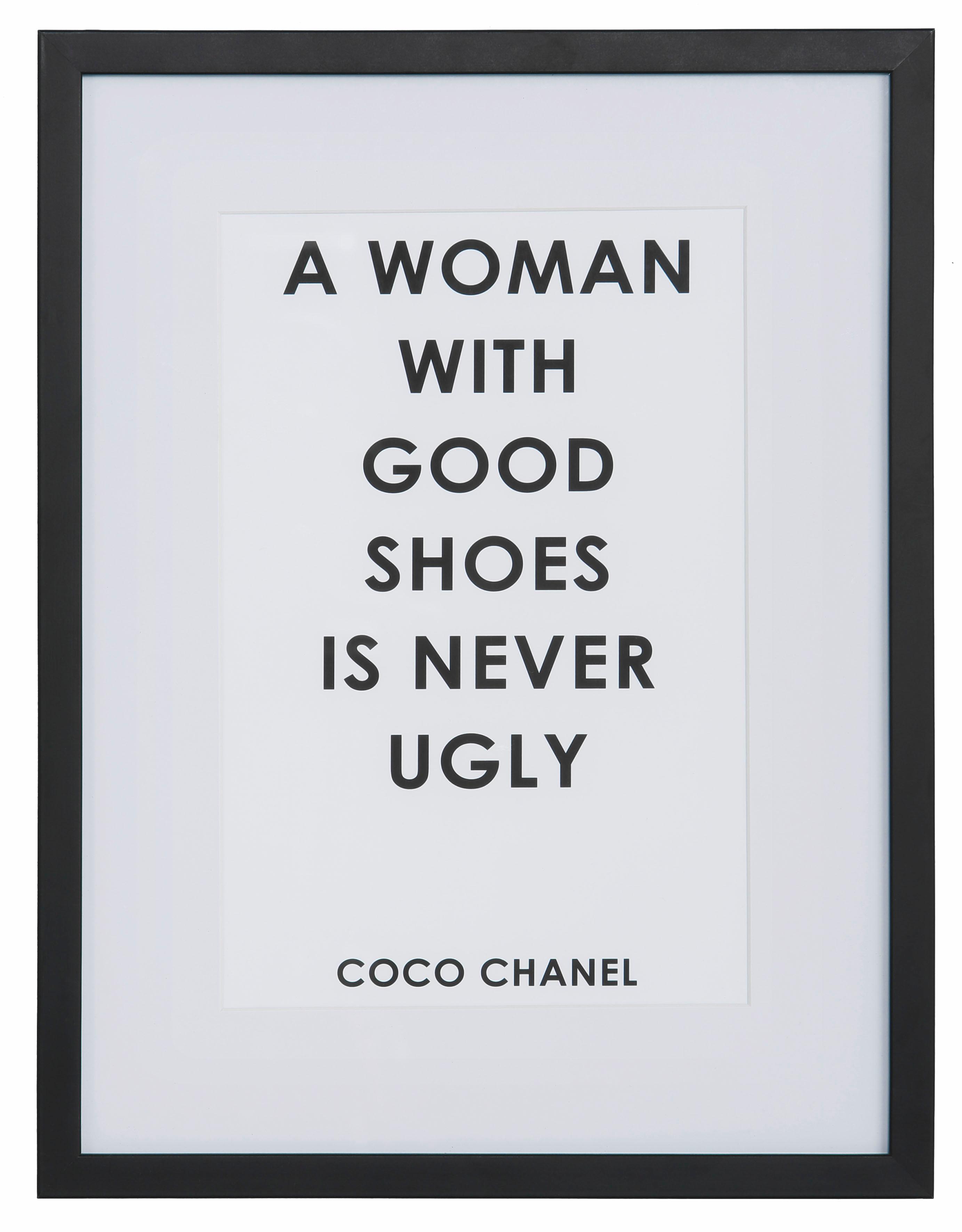OTTO home Bild "Zitat Coco Chanel" Motivationsbilder Schriftzug Schriftzüge Schwarz-Weiß Sprüche & Texte HD Premium Poster-Druck inkl. Holzrahmen