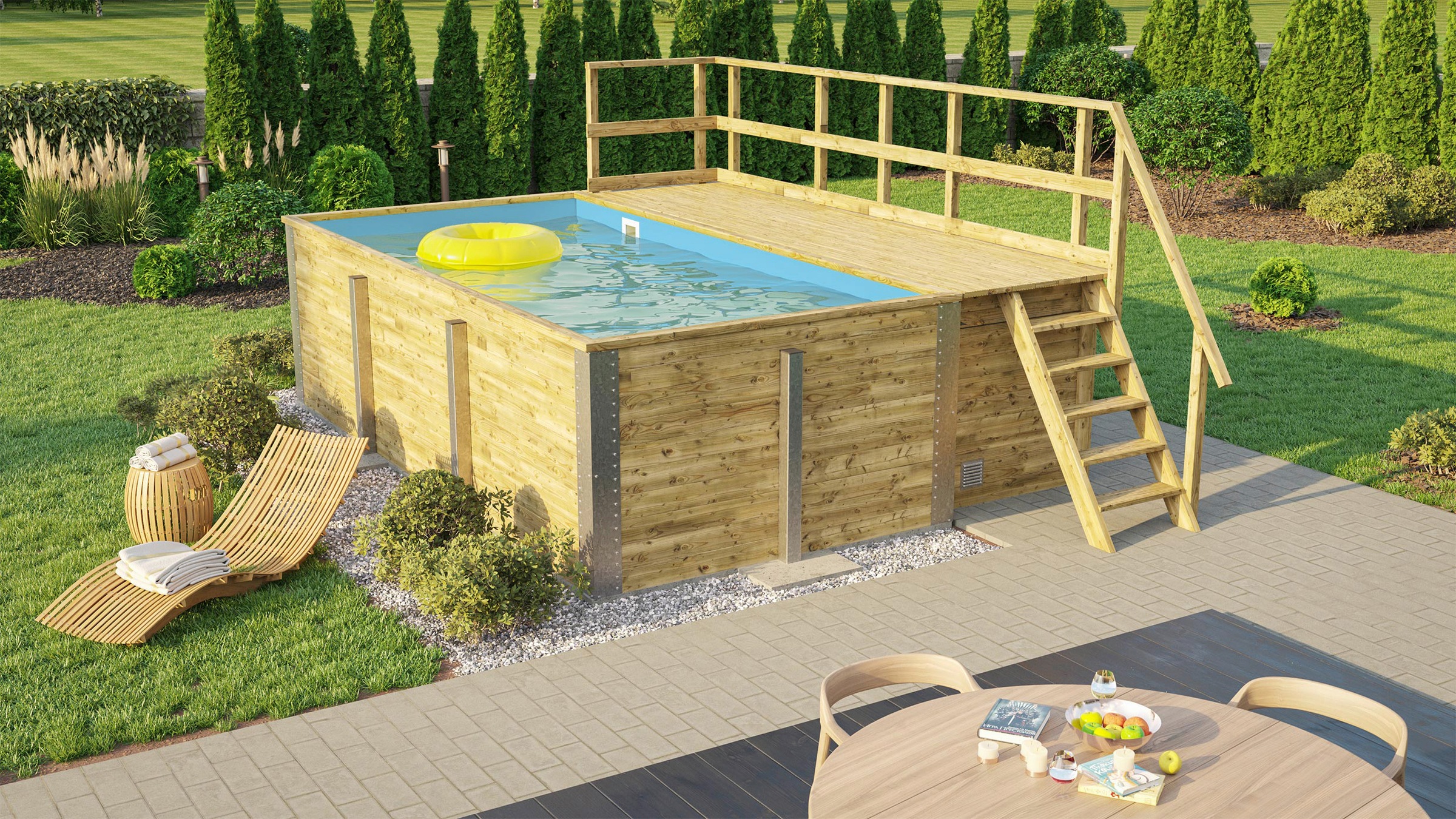 weka Rechteckpool "595 Gr. 1 mit Sonnendeck und Technikraum" BxLxH: 309x416 günstig online kaufen