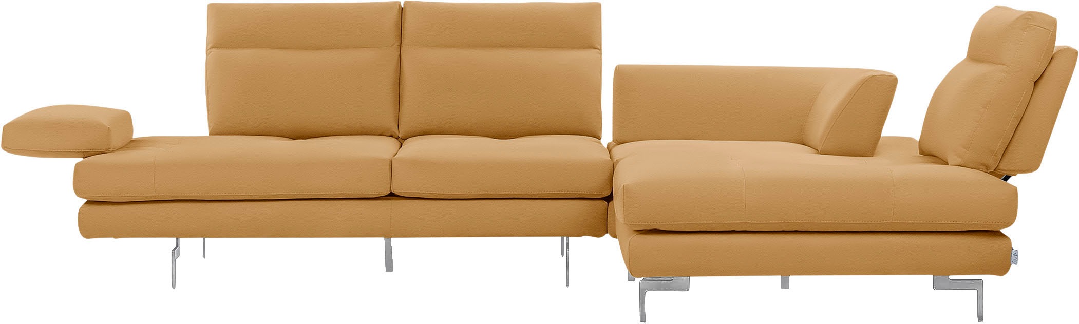 CALIA ITALIA Ecksofa »Toby Wing, L-Form, Designsofa mit sensationellem Sitzkomfort«, Sitztiefenverstell.,wahlw. mit Kissen-Set, Füße chrom glänzend