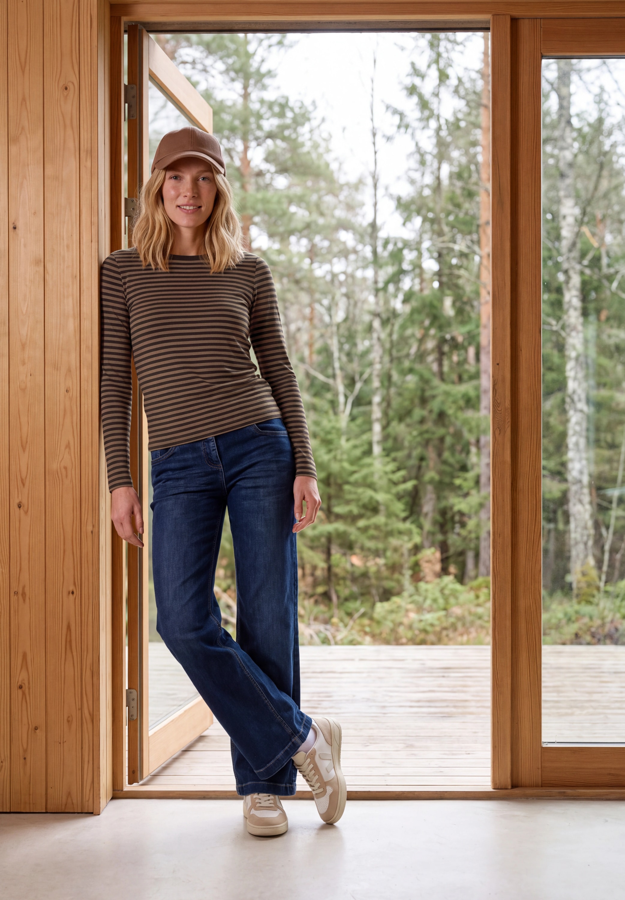 Cecil Langarmshirt gestreift, Lyocell-Qualität