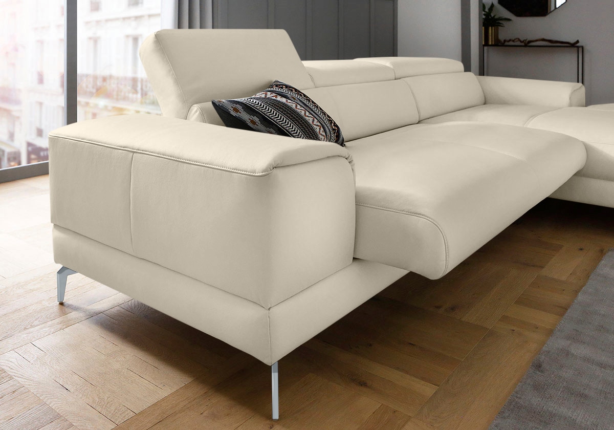 W.SCHILLIG Ecksofa »piedroo, Designsofa mit tollem Sitzkomfort, bequem und elegant, L-Form«, Kopfteilverstellung, wahlweise mit Sitztiefenverstellung, Breite 303cm